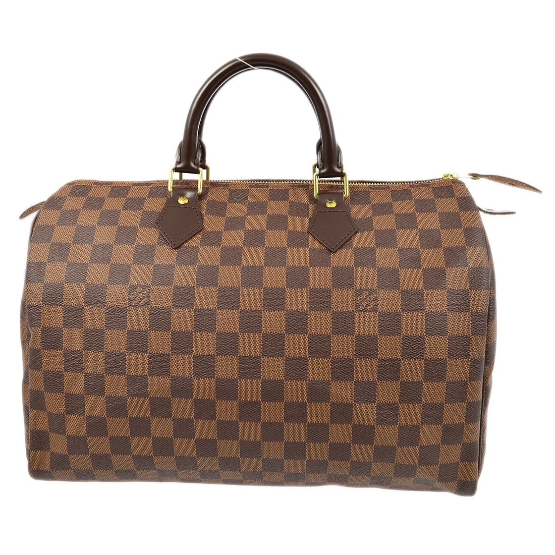 LOUIS VUITTON DAMIER SPEEDY 35 HANDBAG: Louis Vuitton Damier Speedy 35 Handbag Brand: Louis Vuitton Type/Style: Satchel/Top Handle Bag Material: Damier Canvas, Leather Color: Ebene * Brown Size: W 13.8 x H 9.1 x D 7.1 " Accessories: Non