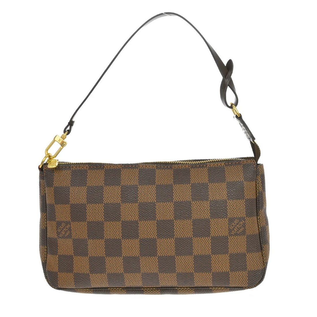 LOUIS VUITTON DAMIER NAVONA HANDBAG: Louis Vuitton Damier Navona Handbag Brand: Louis Vuitton Type/Style: Pouch Material: Damier Canvas, Leather Color: Ebene * Brown Size: W 8.3 x H 5.1 x D 1.6 " Accessories: None Accessories