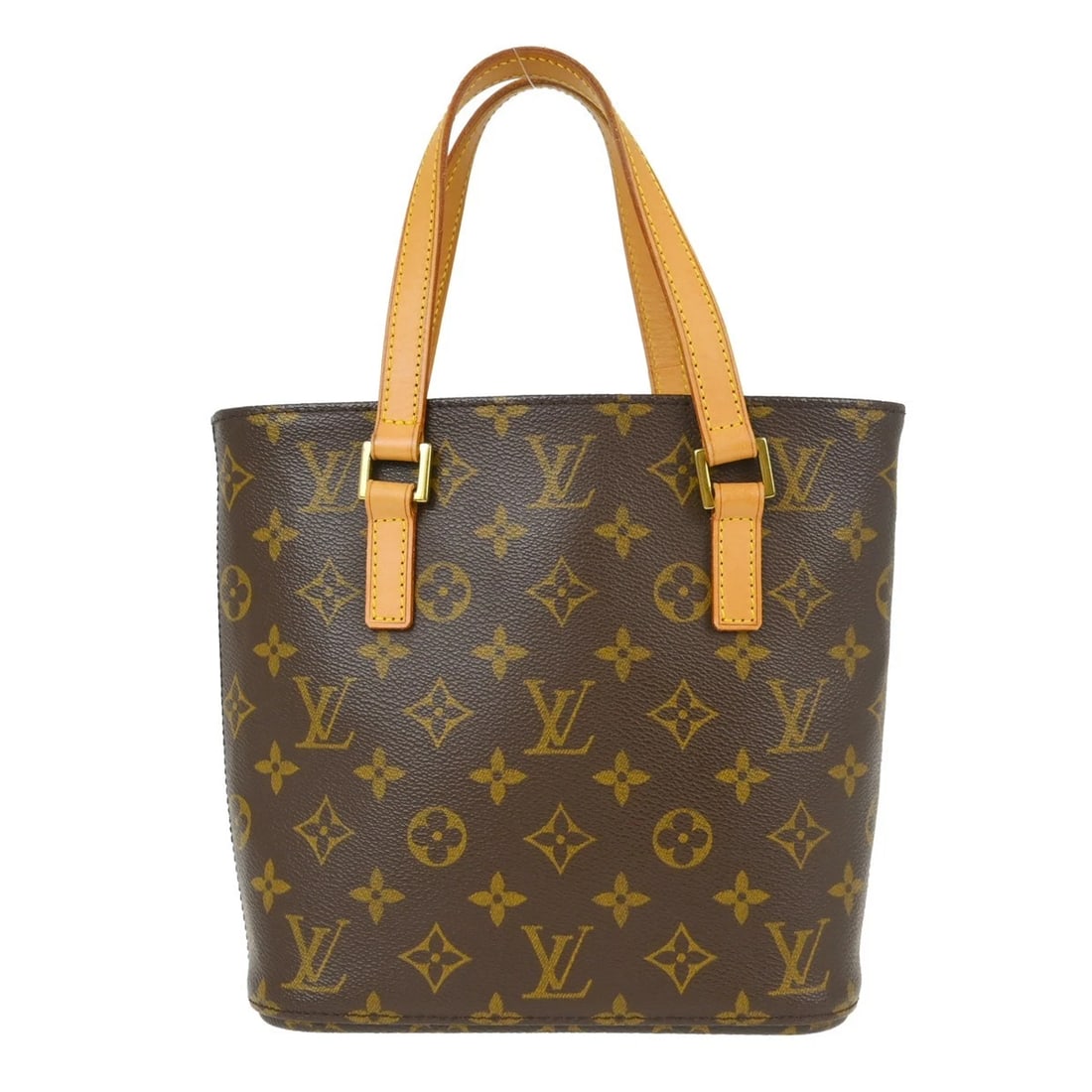 LOUIS VUITTON MONOGRAM TOTE HANDBAG: LOUIS VUITTON MONOGRAM TOTE HANDBAG Brand: Louis Vuitton Type/Style: Tote Material: Monogram Canvas, Leather Color: Brown Size: W 8.1 x H 8.3 x D 3.3 " Accessories: None Accessories Notice