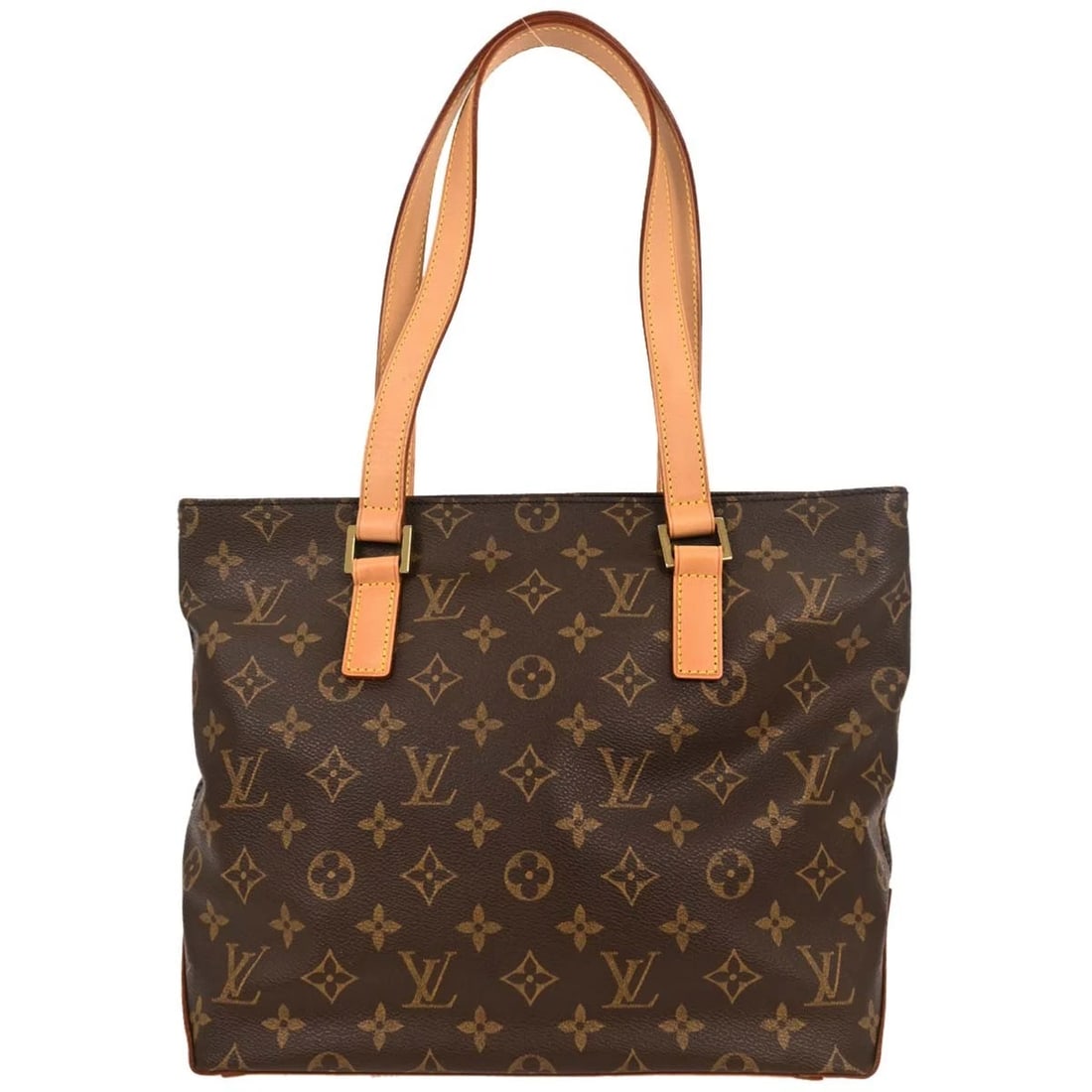 LOUIS VUITTON MONOGRAM CABAS PIANO SHOULDER TOTE BAG: Louis Vuitton Monogram Cabas Piano Shoulder Tote Bag Brand: Louis Vuitton Type/Style: Tote Material: Monogram Canvas, Leather Color: Brown Size: W 10.6 x H 9.8 x D 4.7 " Accessories: None