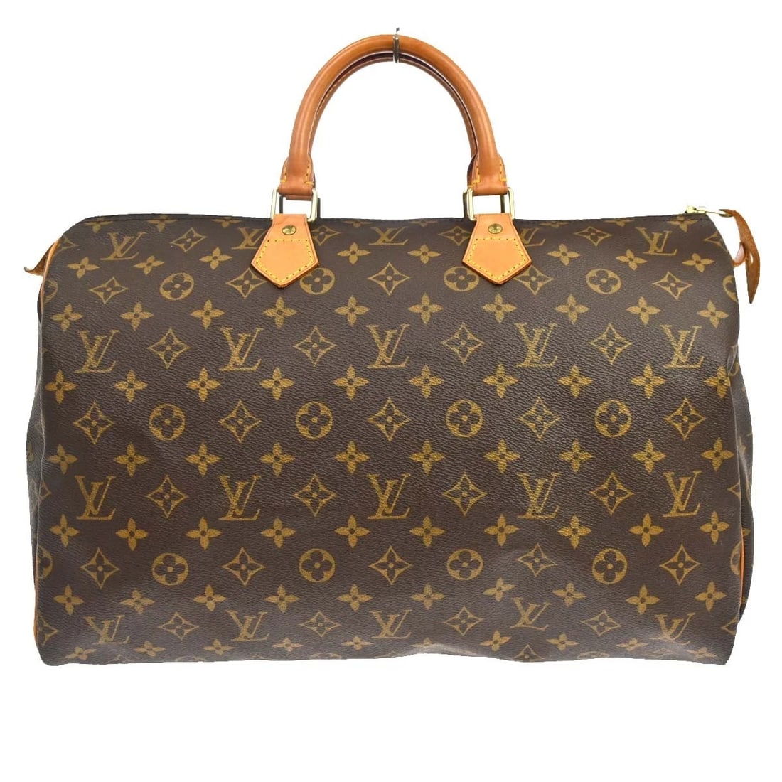 LOUIS VUITTON MONOGRAM SPEEDY 40 DUFFLE HANDBAG: LOUIS VUITTON MONOGRAM SPEEDY 40 DUFFLE HANDBAG Brand: Louis Vuitton Type/Style: Duffle Material: Monogram Canvas, Leather Color: Brown Size: W 15.7 x H 10.2 x D 7.9 " Accessories: None Ac