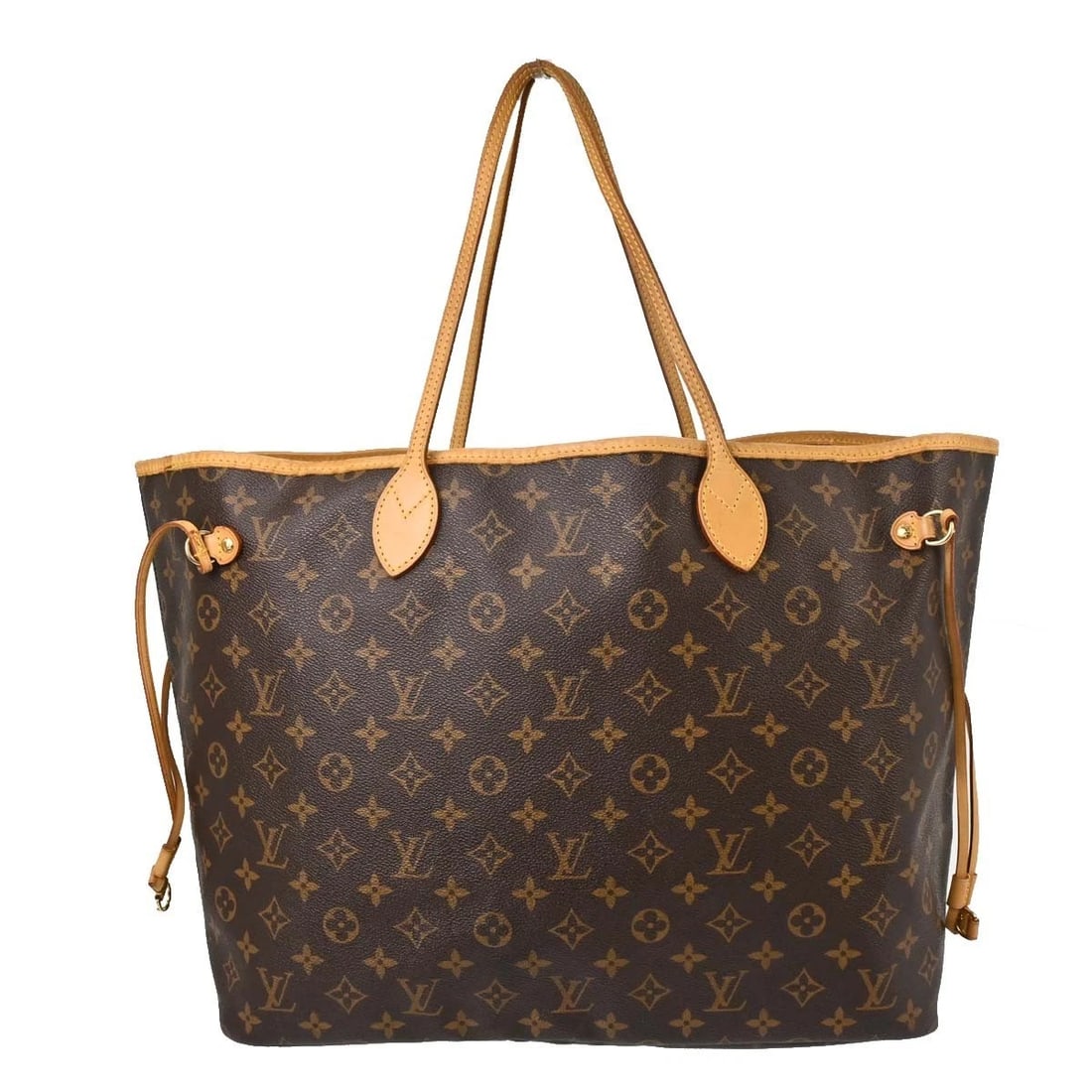 LOUIS VUITTON MONOGRAM NEVERFULL GM TOTE BAG: Louis Vuitton Monogram Neverfull GM Tote Bag Brand: Louis Vuitton Type/Style: Tote Material: Monogram Canvas, Leather Color: Brown Size: W 15.7 x H 12.9 x D 7.8 " Accessories: None Accesso