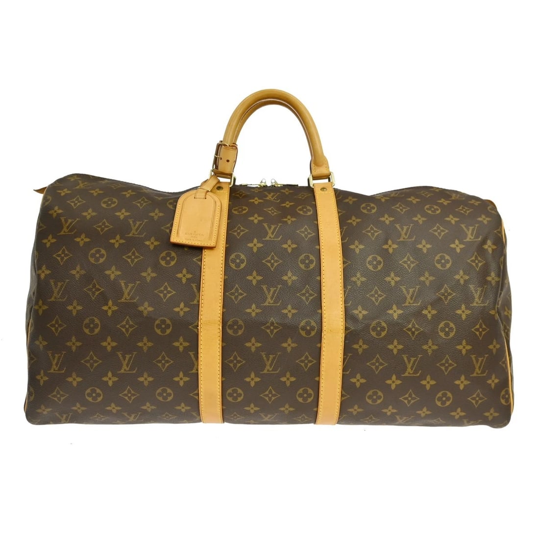 LOUIS VUITTON KEEPALL 55 HANDBAG MONOGRAM SP0957 RQ04081: LOUIS VUITTON KEEPALL 55 HANDBAG MONOGRAM SP0957 RQ04081 Brand: Louis Vuitton Type/Style: Duffle Material: Monogram Canvas, Leather Color: Brown Size: W 21.7 x H 11.8 x D 9.8 " Accessories: None <