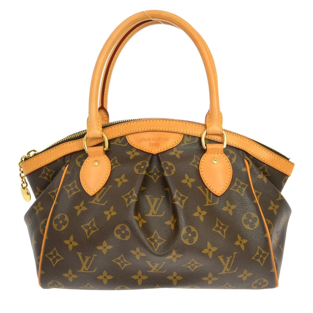 LOUIS VUITTON MONOGRAM TIVOLI PM HANDBAG: LOUIS VUITTON MONOGRAM TIVOLI PM HANDBAG Brand: Louis Vuitton Type/Style: Tote Material: Monogram Canvas, Leather Color: Brown Size: W 11.8 x H 8.3 x D 5.5 " Accessories: None Accessories