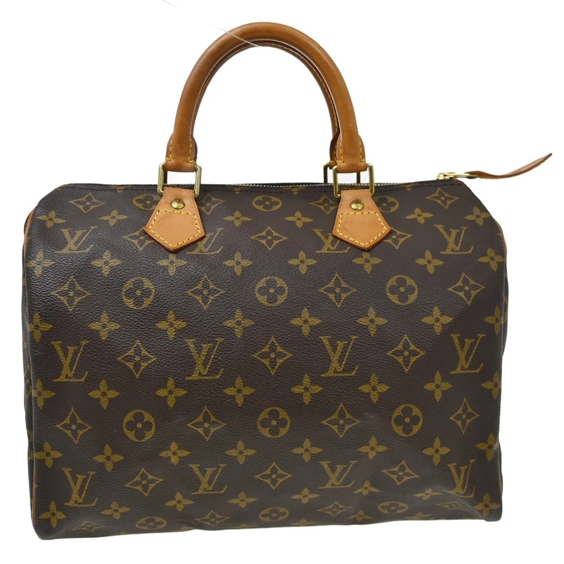 LOUIS VUITTON SPEEDY 30 HANDBAG: LOUIS VUITTON SPEEDY 30 HANDBAG Brand: Louis Vuitton Type/Style: Satchel/Top Handle Bag Material: Monogram Canvas, Leather Color: Brown Size: W 11.8 ? H 8.3 ? D 6.7 " Accessories: None Acc