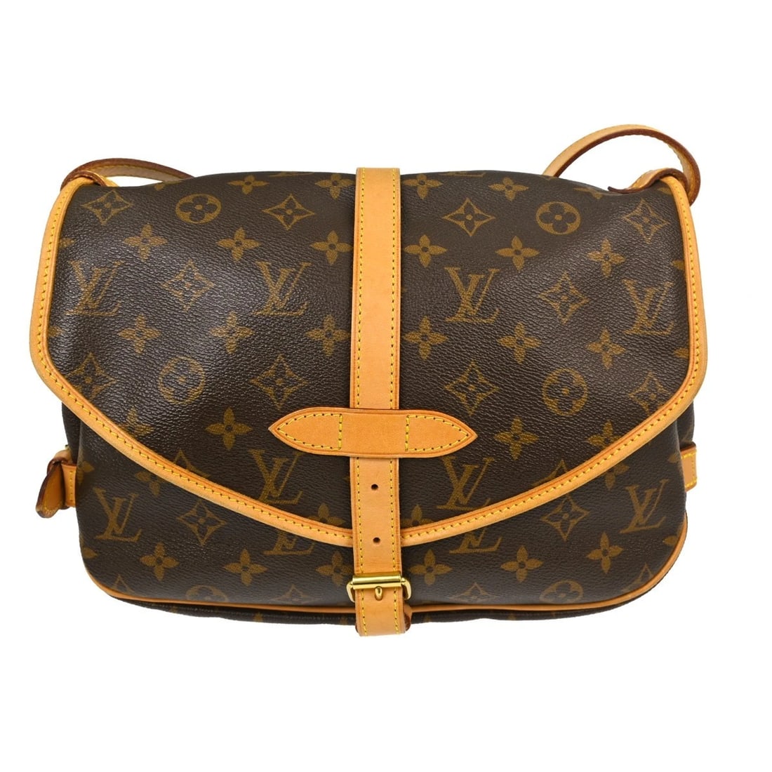LOUIS VUITTON MONOGRAM SAUMUR 30 BAG: LOUIS VUITTON MONOGRAM SAUMUR 30 BAG Brand: Louis Vuitton Type/Style: Shoulder Bag Material: Monogram Canvas, Leather Color: Brown Size: W 11.4 x H 9.1 x D 4.7 " Accessories: None Accessor