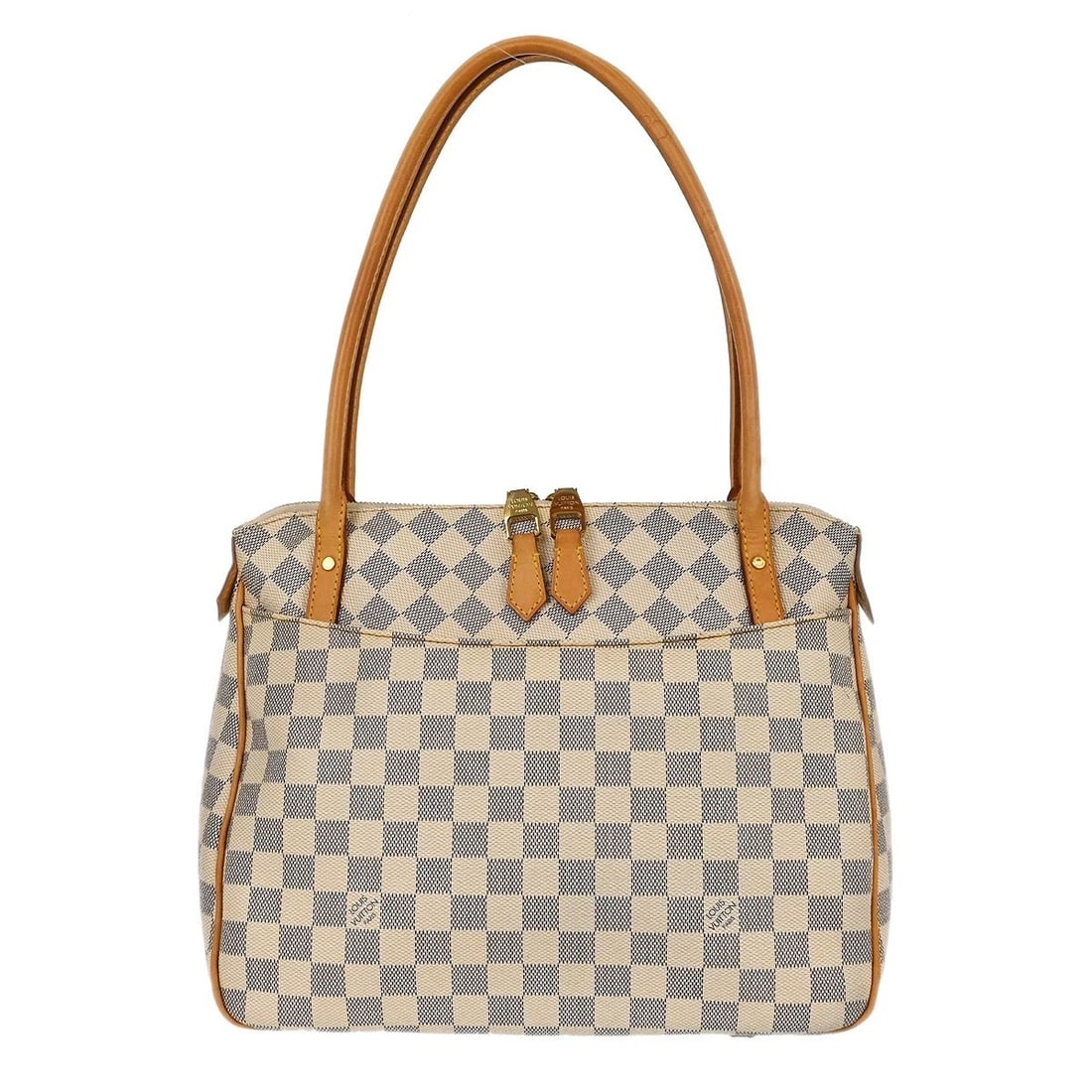 LOUIS VUITTON DAMIER AZUR FIGERI PM SHOULDER BAG: LOUIS VUITTON Damier Azur Figeri PM Shoulder Bag Brand: Louis Vuitton Type/Style: Crossbody Material: Damier azur canvas, Leather Color: Azur * White, Brown Size: W 12.2 x H 10.2 D 5.1 " Accessori