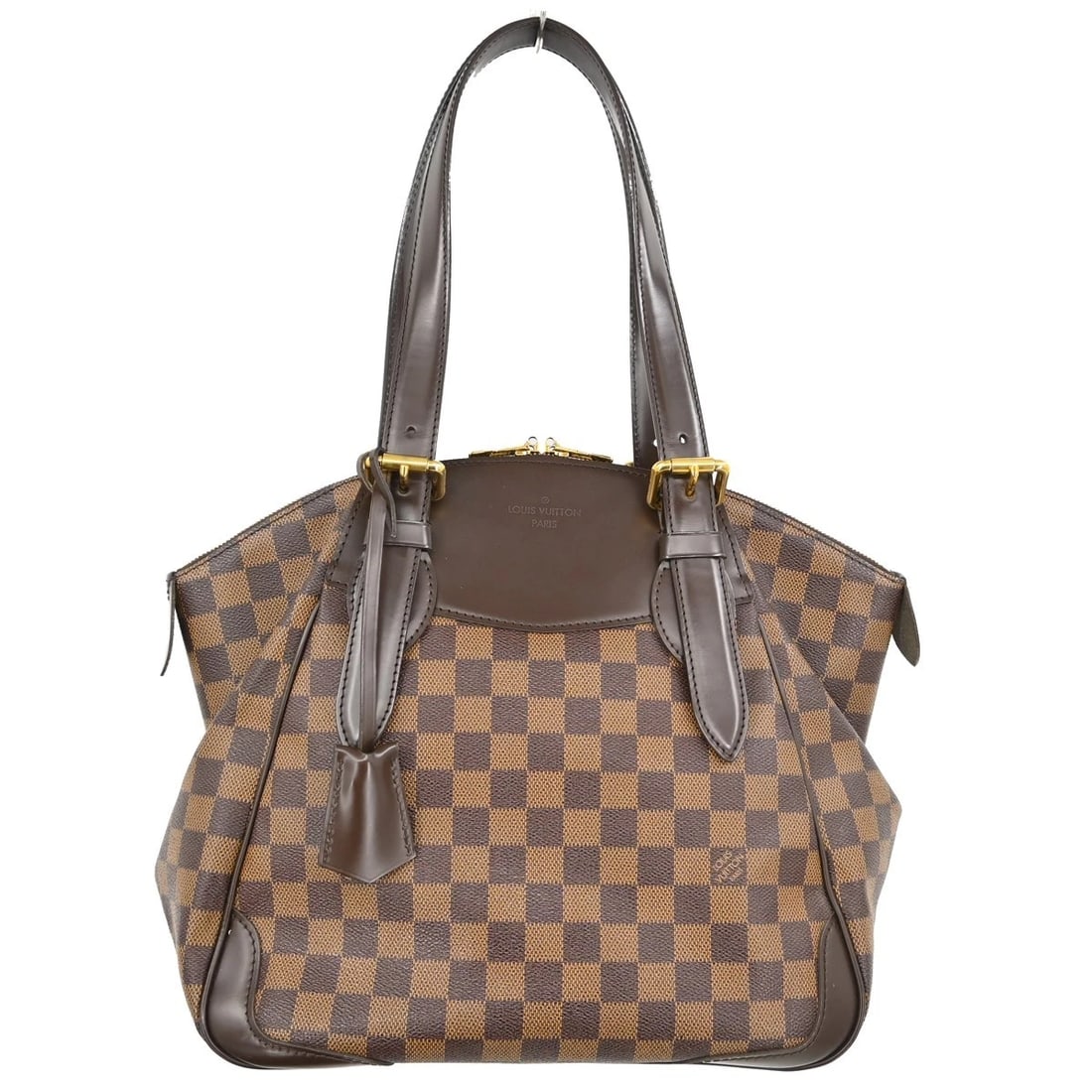 LOUIS VUITTON DAMIER VERONA MM TOTE HANDBAG: LOUIS VUITTON DAMIER VERONA MM TOTE HANDBAG Brand: Louis Vuitton Type/Style: Hand Bag Material: Damier Canvas, Leather Color: Brown Size: W 11.8 x H 11.0 x D 7.1 " Accessories: None Access