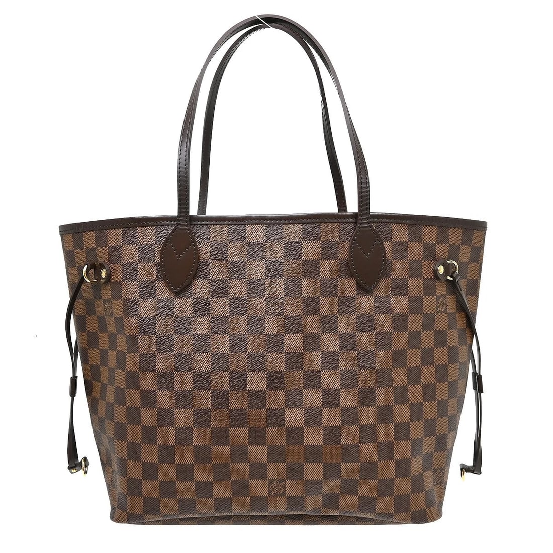 LOUIS VUITTON NEVERFULL MM DAMIER EBENE TOTE BAG: Louis Vuitton Neverfull MM Damier Ebene Tote Bag Brand: Louis Vuitton Type/Style: Tote Material: Monogram Canvas, Leather Color: Brown Size: W 12.6 x H 11.0 x D 6.3 " Accessories: None Acc