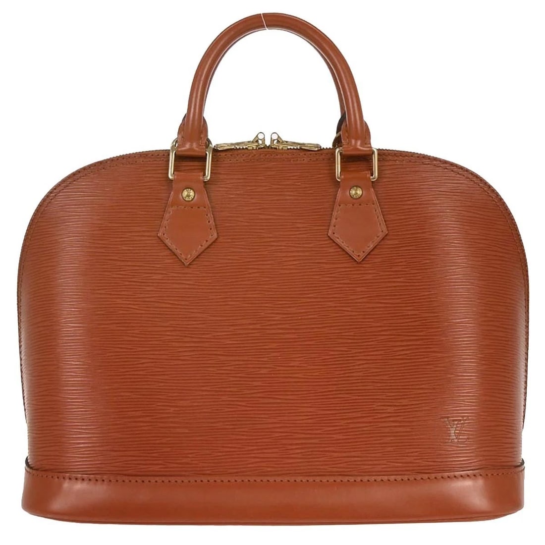 LOUIS VUITTON BROWN EPI ALMA HANDBAG: Louis Vuitton Brown Epi Alma Handbag Brand: Louis Vuitton Type/Style: Top Handle Bag Material: Epi Leather, Leather Color: Kenyan brown, Brown Size: W 12.2 x H 9.1 x D 6.7 " Accessories: None