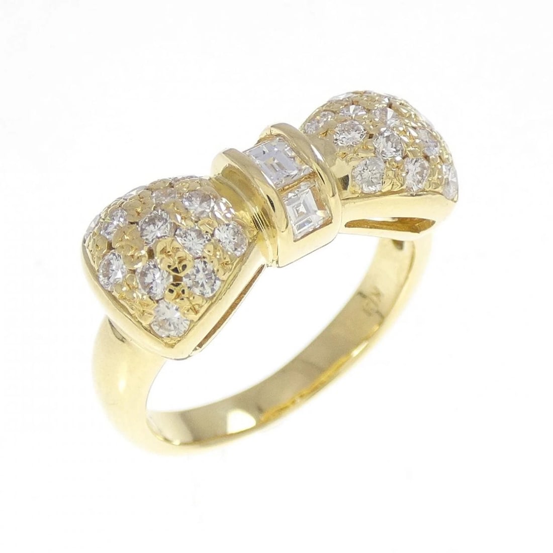 K18YG RIBBON DIAMOND RING: K18YG Ribbon Diamond Ring Brand: Unbranded Type/Style: Diamond Ring Material: K18 yellow gold, Color: Yellow Gold Size: US 5 Accessories: None Accessories Notice: When purchasing pre-owned goods,