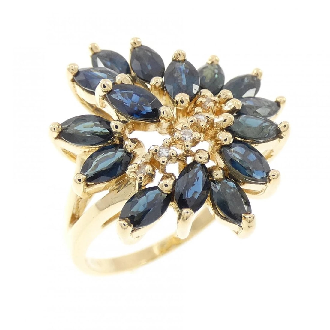 K18YG SAPPHIRE RING: K18YG Sapphire Ring Brand: Unbranded Type/Style: Sapphire Ring Material: 18K Yellow Gold, Main Stone/Creation Sapphire Secondary Stone Diamond Color: Yellow Gold Size: US 6 Accessories: None