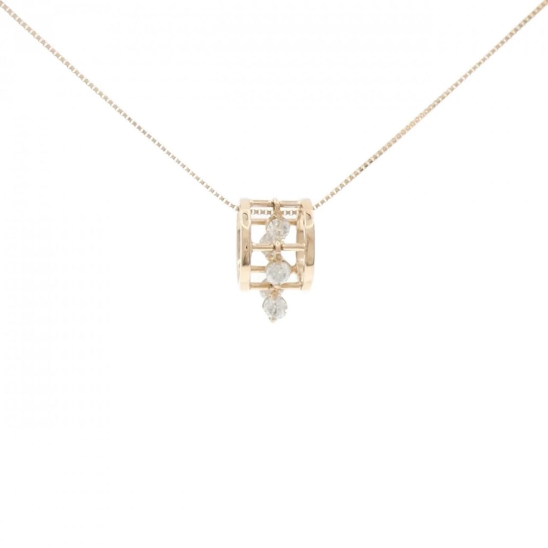 K18PG DIAMOND NECKLACE: K18PG Diamond Necklace Brand: Unbranded Type/Style: Diamond Necklace Material: K18 Pink Gold, Color: Pink Gold Size: Actual Size Pendant length approx. x width approx.: 16.3mmx8.8mm Chain maximum