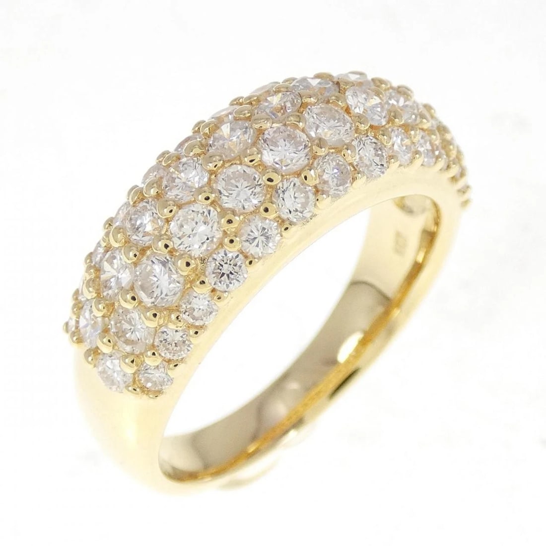K18YG PAVE DIAMOND RING: K18YG Pave Diamond Ring Brand: Unbranded Type/Style: Diamond Ring Material: K18 yellow gold, Color: Yellow Gold Size: US 6 1/4 Accessories: None Accessories Notice: When purchasing pre-owned goods,