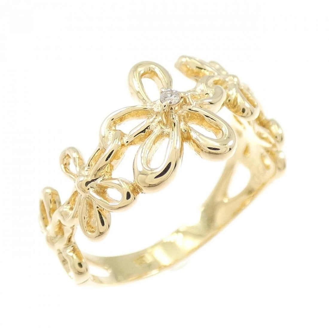 K18YG FLOWER DIAMOND RING: K18YG Flower Diamond Ring Brand: Unbranded Type/Style: Diamond Ring Material: 18K Yellow Gold, Color: Yellow Gold Size: US 4 1/2 Accessories: None Accessories Notice: When purchasing pre-owned goods,