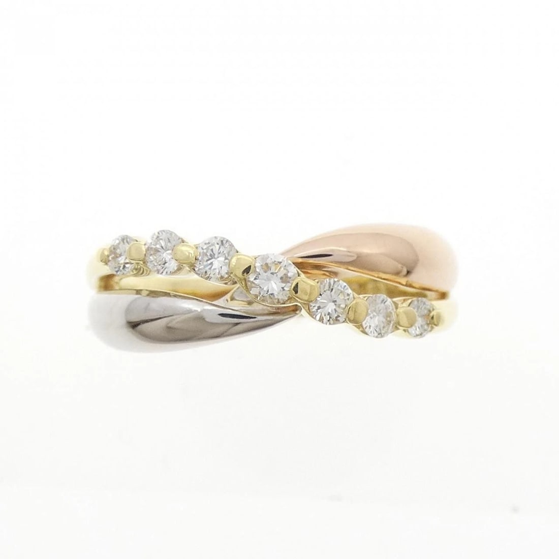 K18YG/PT900/K18PG DIAMOND RING: K18YG/PT900/K18PG Diamond Ring Brand: Unbranded Type/Style: Diamond Ring Material: 18K Yellow Gold/Platinum 900/18K Pink Gold, Color: Silver,YG,PG Size: US 5 3/4 Accessories: None Accessories Notice: