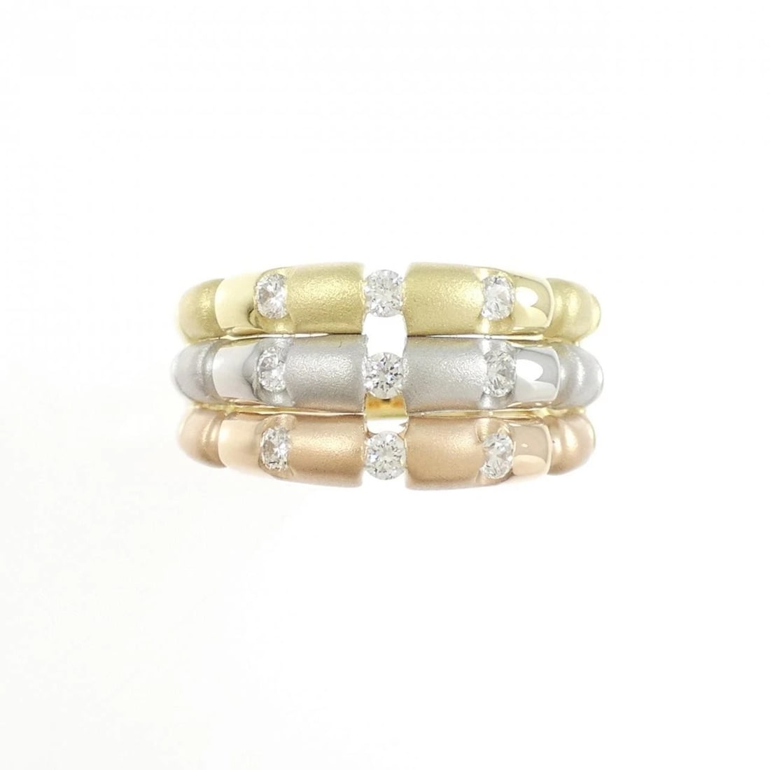 K18YG/PT900/K18PG DIAMOND RING: K18YG/PT900/K18PG Diamond Ring Brand: Unbranded Type/Style: Diamond Ring Material: K18YG/PT900/K18PG, Color: YG,Silver,PG Size: US 4 Accessories: None Accessories Notice: When purchasing pre-owned