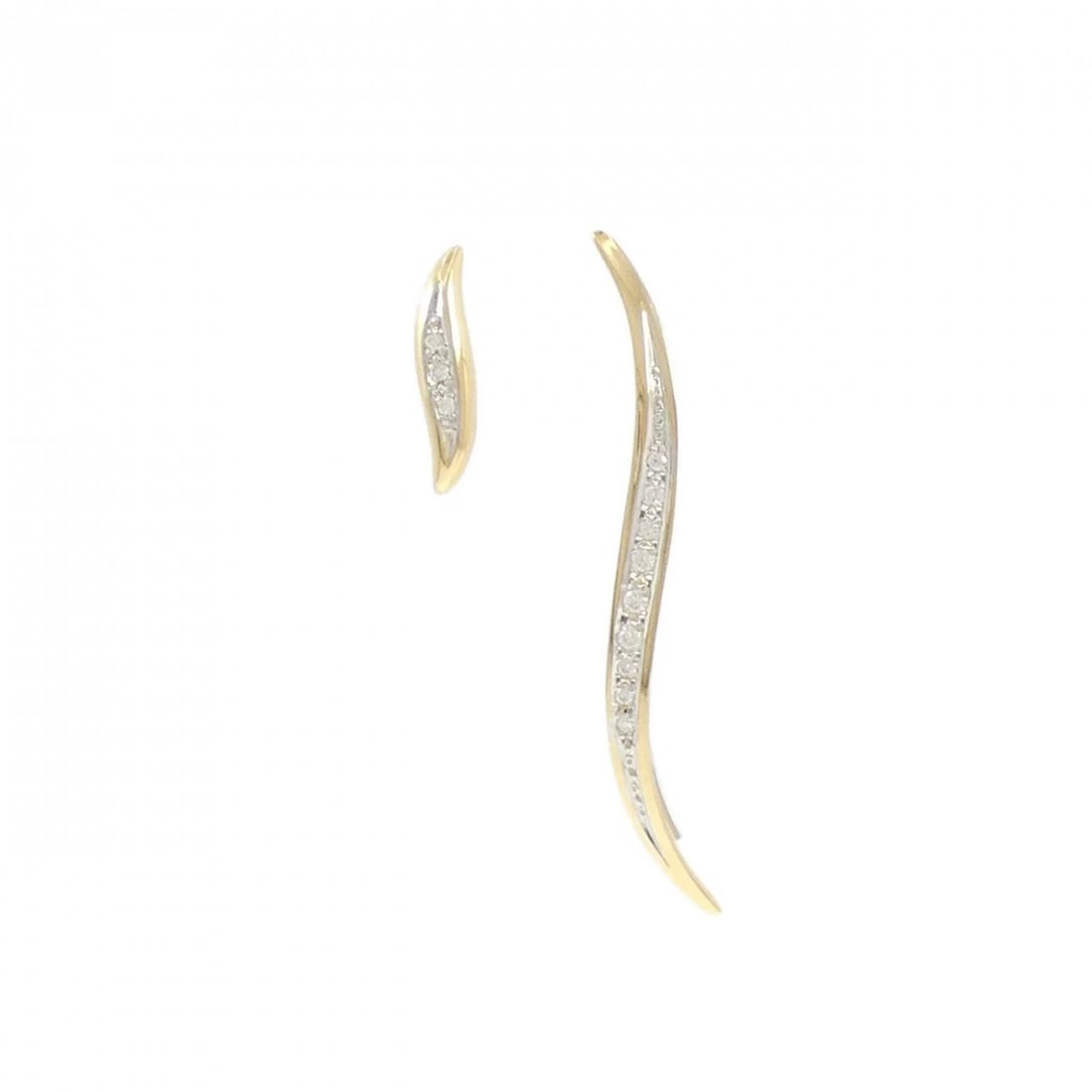 K18YG/K18WG DIAMOND PIERCE: K18YG/K18WG Diamond Pierce Brand: Unbranded Type/Style: Diamond Pierce/Earring Material: K18YG/K18WG, Color: Yellow Gold,White Gold Size: Actual Size Approx. length (right) x width: 48.8mm x 5.9mm