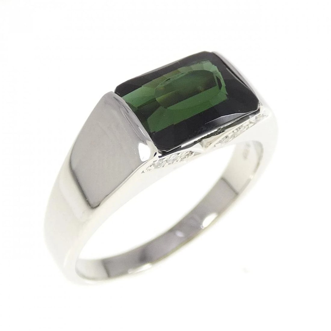 PT900 TOURMALINE RING: PT900 Tourmaline Ring Brand: Unbranded Type/Style: Ring Material: PT900, Main Stone/Creation TourmalineSecondary Stone Diamond Color: Silver Size: US 10.5 Accessories: None Accessories Notice: When