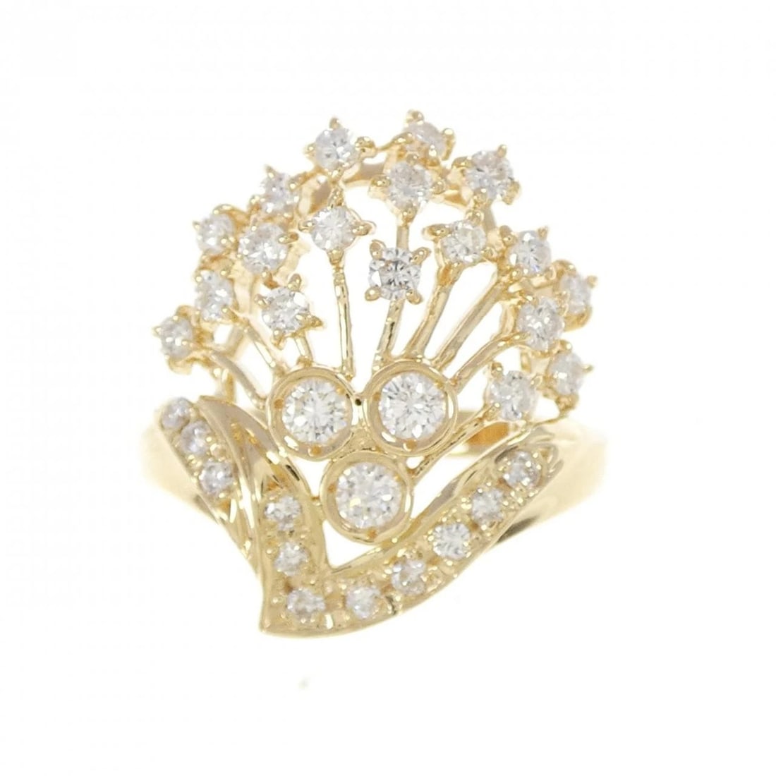 K18YG DIAMOND RING: K18YG Diamond Ring Brand: Unbranded Type/Style: Diamond Ring Material: K18 yellow gold, Color: Yellow Gold Size: US 5 1/4 Accessories: None Accessories Notice: When purchasing pre-owned goods, please