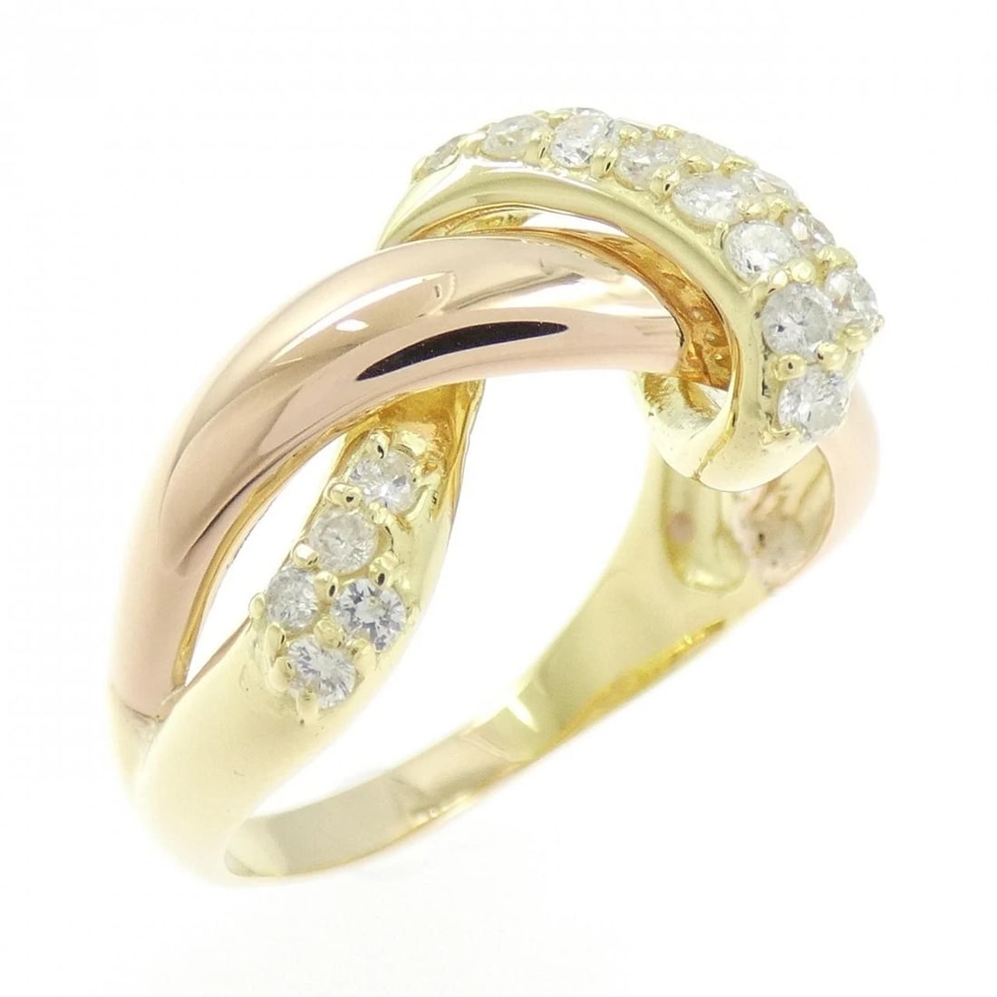 K18YG/K18PG DIAMOND RING: K18YG/K18PG Diamond Ring Brand: Unbranded Type/Style: Diamond Ring Material: K18YG/K18PG, Color: YG,PG Size: US 6 3/4 Accessories: None Accessories Notice: When purchasing pre-owned goods, please