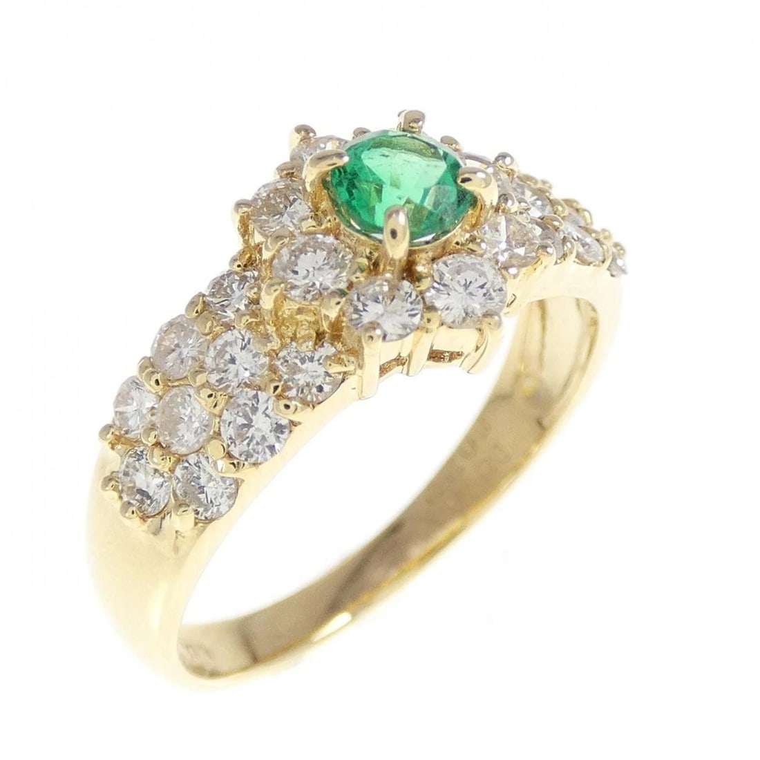 18K YELLOW GOLD EMERALD RING: 18K Yellow Gold Emerald Ring Brand: Unbranded Type/Style: Emerald Ring Material: K18 yellow gold, Main Stone/Creation EmeraldSecondary Stone Diamond Color: yellow gold Size: US 6 1/4 Accessories: