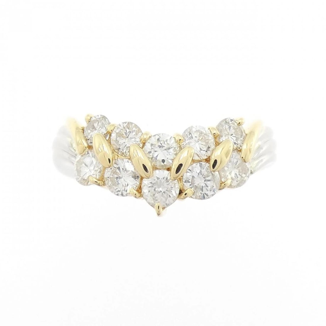 K18YG/PT850 DIAMOND RING: K18YG/PT850 Diamond Ring Brand: Unbranded Type/Style: Diamond Ring Material: K18YG/PT850, Main Stone/Creation Natural Color: Yellow Gold,Silver Size: US 5 1/2 Accessories: None Accessories Notice: