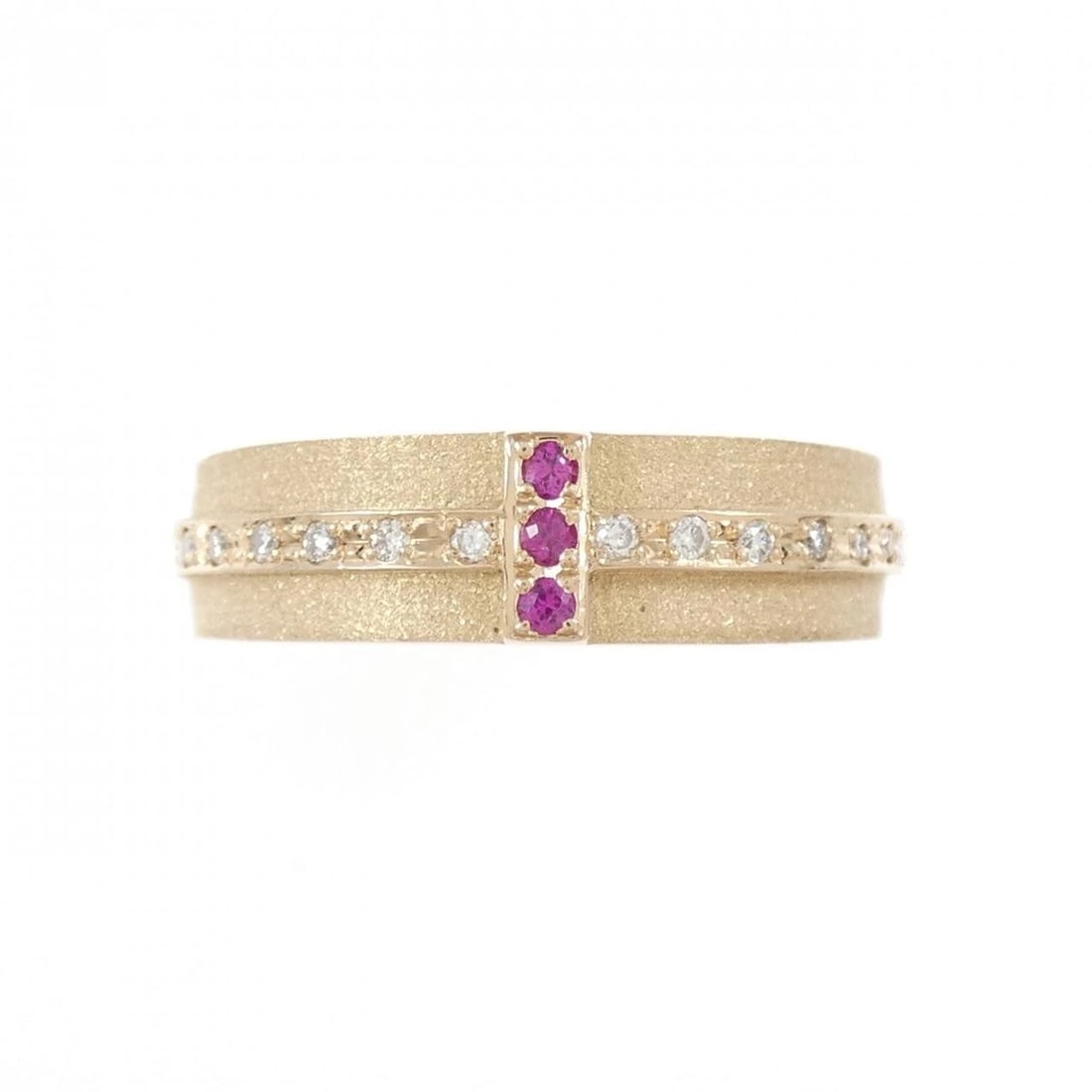 K18PG RUBY RING: K18PG Ruby Ring Brand: Unbranded Type/Style: Ruby Ring Material: K18PG, Main Stone/Creation Ruby Secondary Stone Diamond Color: Pink Gold Size: US 5 1/2 Accessories: None Accessories Notice: When