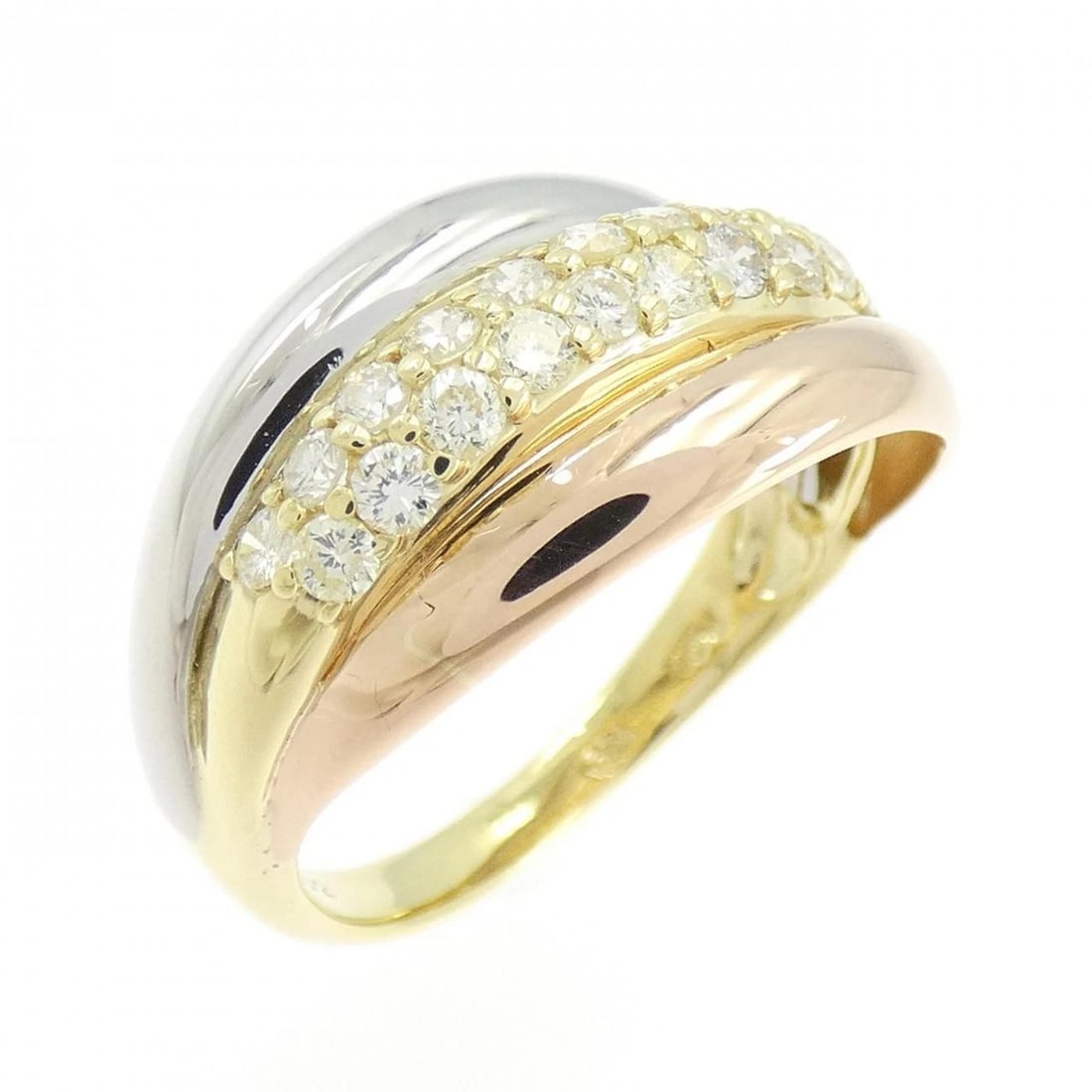K18YG/PT900/K18PG DIAMOND RING: K18YG/PT900/K18PG Diamond Ring Brand: Unbranded Type/Style: Diamond Ring Material: K18YG/PT900/K18PG, Color: YG,Silver,PG Size: US 6 1/2 Accessories: None Accessories Notice: When purchasing