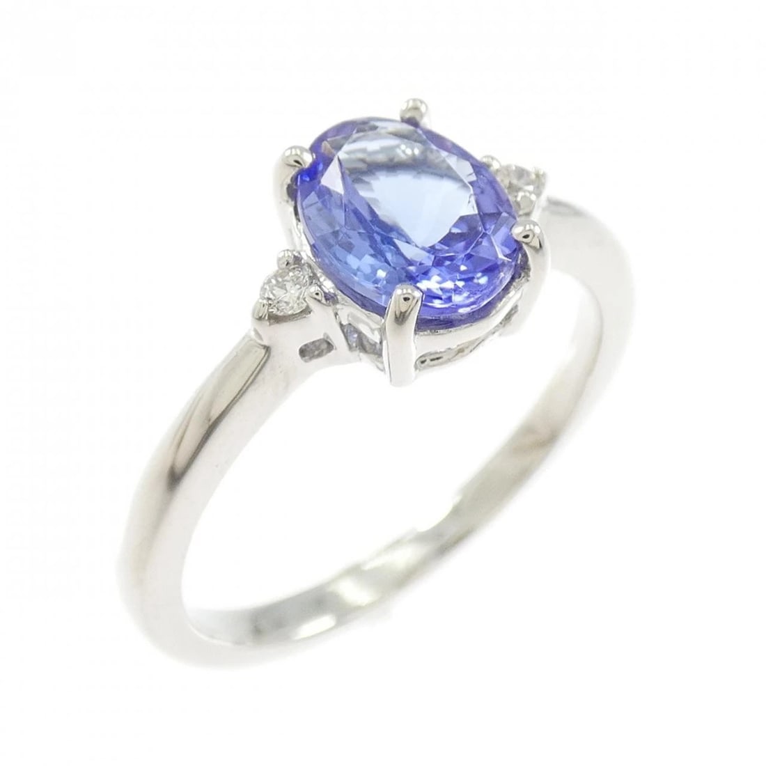 PT950 TANZANITE RING: PT950 Tanzanite Ring Brand: Unbranded Type/Style: Tanzanite Ring Material: Pt950, Main Stone/Creation Tanzanite Secondary stone diamond Color: silver Size: US 6 1/4 Accessories: None Accessories