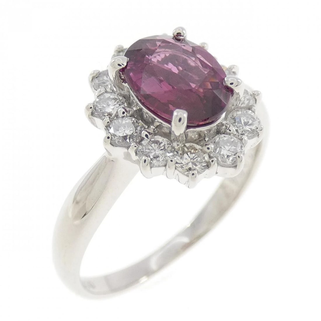 PT850 RUBY RING: PT850 Ruby Ring Brand: Unbranded Type/Style: Ruby Ring Material: Platinum850, Main Stone/Creation RubySecondary Stone Diamond Color: Platinum Size: US 5 1/4 Accessories: None Accessories Notice: When