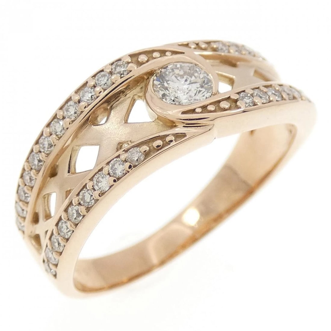 K18PG DIAMOND RING: K18PG Diamond Ring Brand: Unbranded Type/Style: Diamond Ring Material: K18PG, Color: Pink Gold Size: US 7 Accessories: None Accessories Notice: When purchasing pre-owned goods, please refer to the
