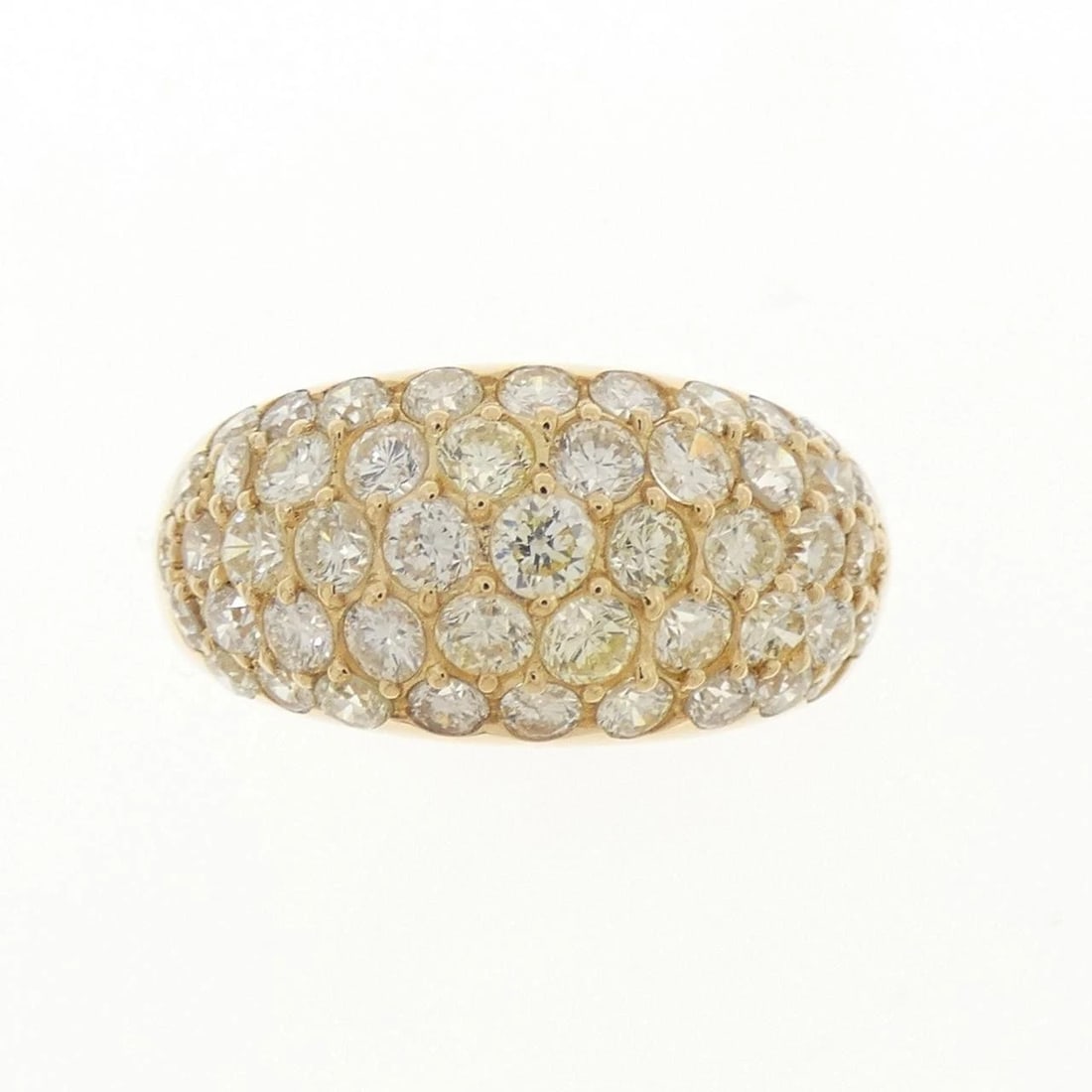 K18YG PAVE DIAMOND RING: K18YG Pave Diamond Ring Brand: Unbranded Type/Style: Diamond Ring Material: K18YG, Color: Yellow Gold Size: US 6 Accessories: None Accessories Notice: When purchasing pre-owned goods, please refer to