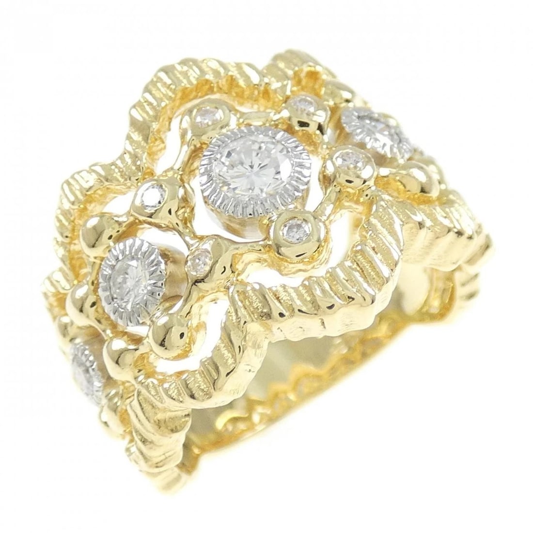 K18YG/PT900 DIAMOND RING: K18YG/PT900 Diamond Ring Brand: Unbranded Type/Style: Diamond Ring Material: K18YG/PT900, Color: YG,Silver Size: US 5 3/4 Accessories: None Accessories Notice: When purchasing pre-owned goods, please