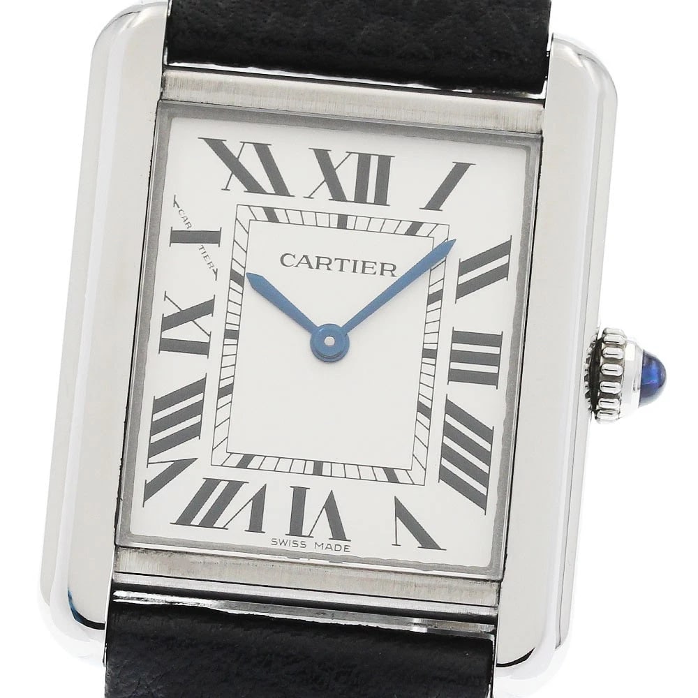 CARTIER TANK SOLO SM SILVER DIAL QUARTZ WATCH: CARTIER Tank solo SM Silver Dial Quartz Watch Brand: CARTIER Type/Style: Wristwatch Material: Band Material leather, Case Material Stainless Steel Color: Dial Color Silver Size: Case Size About24mm