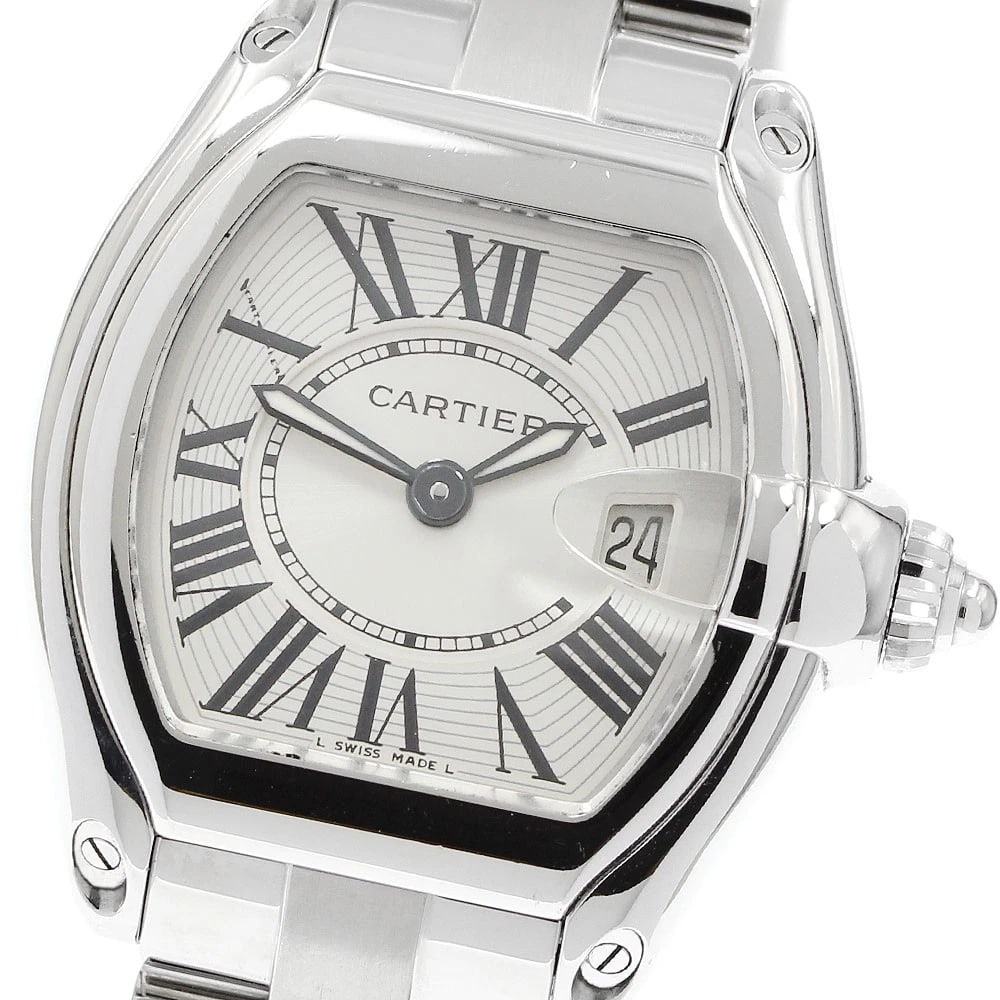 CARTIER ROADSTER SM DATE SILVER DIAL QUARTZ WATCH: CARTIER Roadster SM Date Silver Dial Quartz Watch Brand: CARTIER Type/Style: Wristwatch Material: Band Material Stainless Steel, Case Material Stainless Steel Color: Dial Color Silver Size: Case Size 