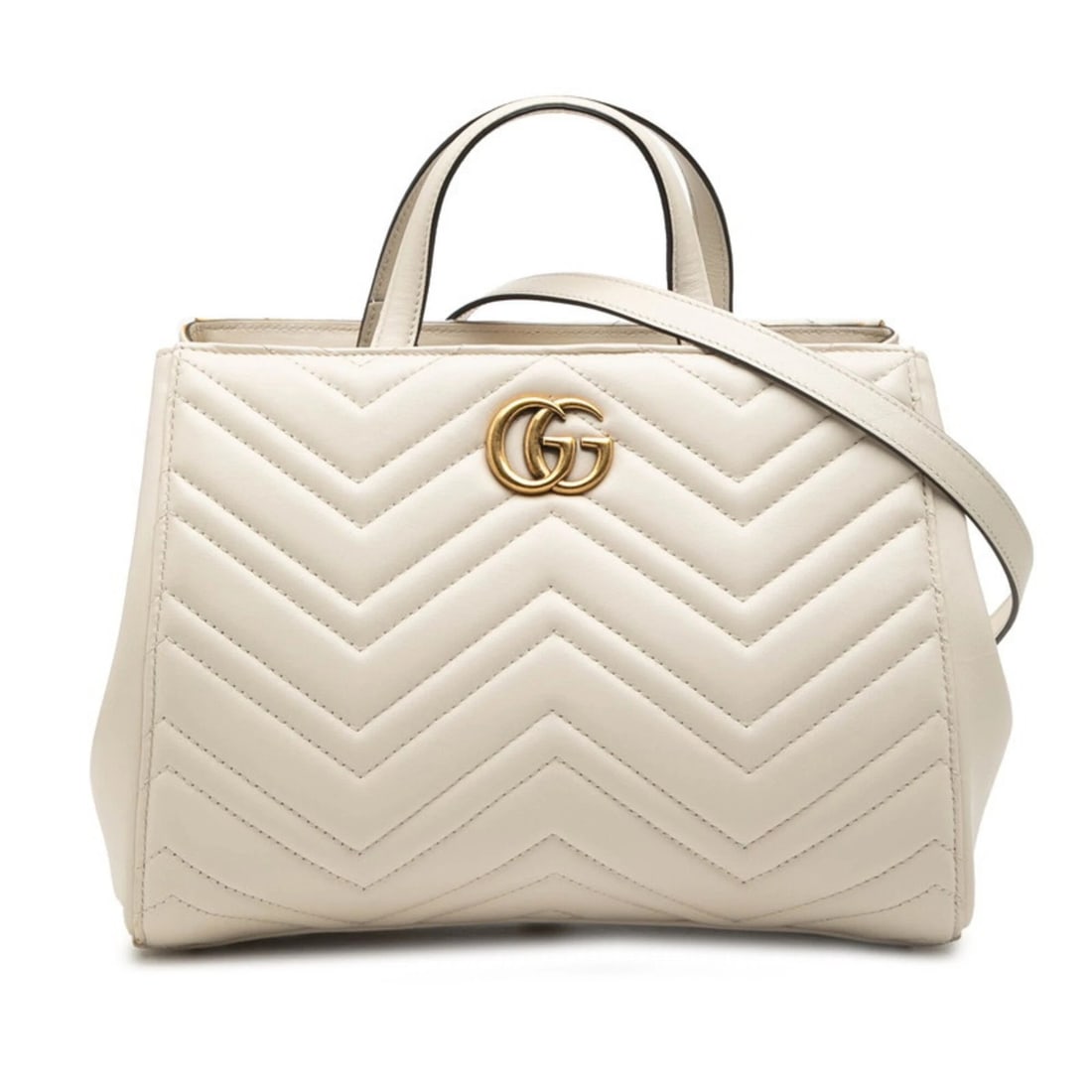 GUCCI GG MARMONT HANDBAG SHOULDER BAG 2WAY WHITE LEATHER: Gucci GG Marmont Handbag Shoulder Bag 2WAY White Leather Brand: Gucci Type/Style: Handbag, Shoulder bag Material: Leather Color: White Size: (HxWxD) 19cm x 26cm x 13.5cm / 7.48'' x 10.23'' x 5.31''