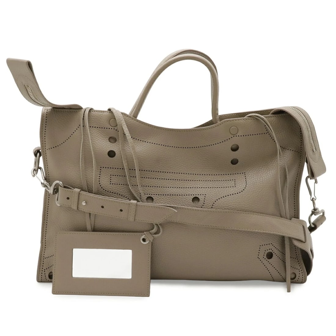 BALENCIAGA BLACKOUT CITY HANDBAG/SHOULDER BAG, PERFORATED LEATHER (1 of 4)