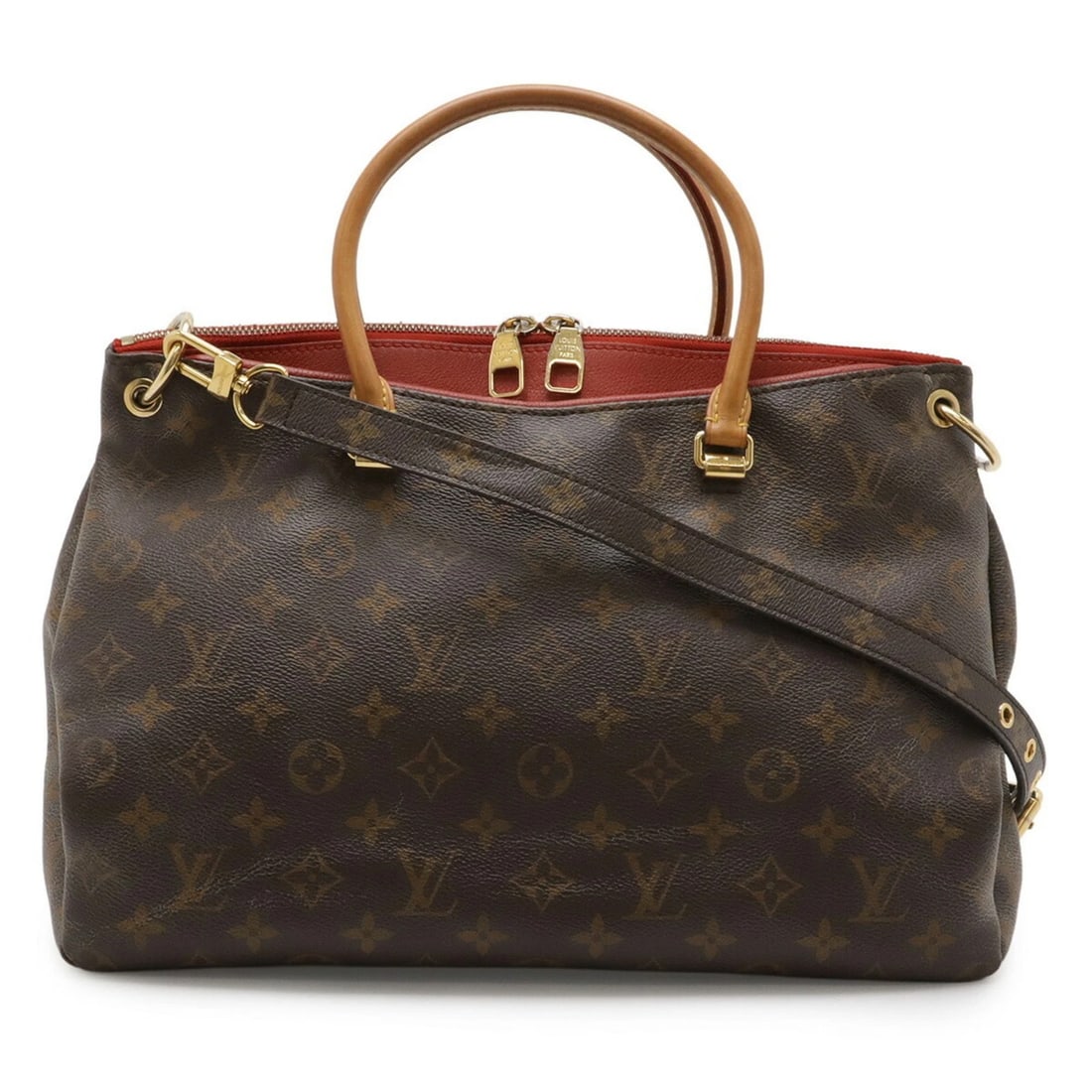LOUIS VUITTON MONOGRAM PALLAS MM HANDBAG/SHOULDER BAG, CERISE, RED (1 of 4)