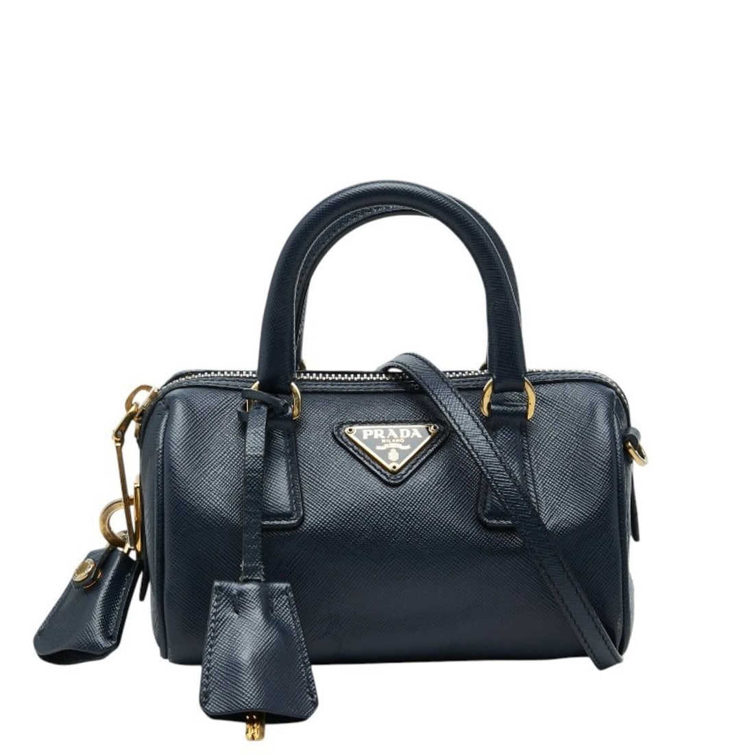 PRADA TRIANGLE LOGO PLATE MINI HANDBAG SHOULDER BAG 2-WAY NAVY: Prada Triangle Logo Plate Mini Handbag Shoulder Bag 2-Way Navy Brand: Prada Type/Style: Handbag, Shoulder bag Material: Leather Color: Navy Size: (HxWxD) 9cm x 15cm x 9.5cm / 3.54'' x 5.9'' x 3.74'' H