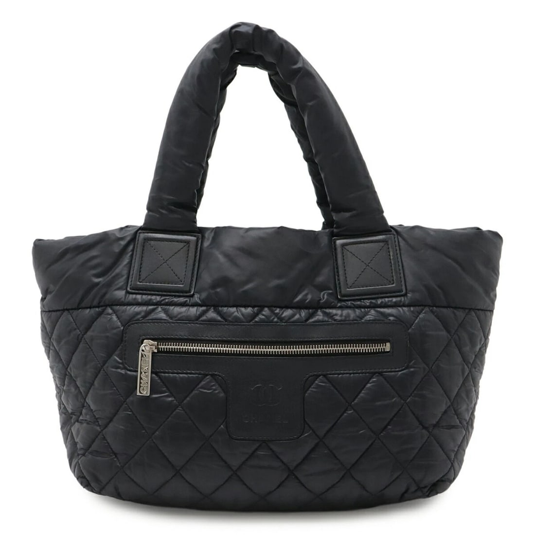 CHANEL COCO COCOON SMALL TOTE BAG, HANDBAG, QUILTED NYLON LEATHER: CHANEL Coco Cocoon Small Tote Bag, Handbag, Quilted Nylon Leather Brand: Chanel Type/Style: Handbag, Tote bag Material: Nylon , Leather Color: Black Size: (HxWxD)22cm x 29cm x 16.5cm / 8.66'' x 11.41'