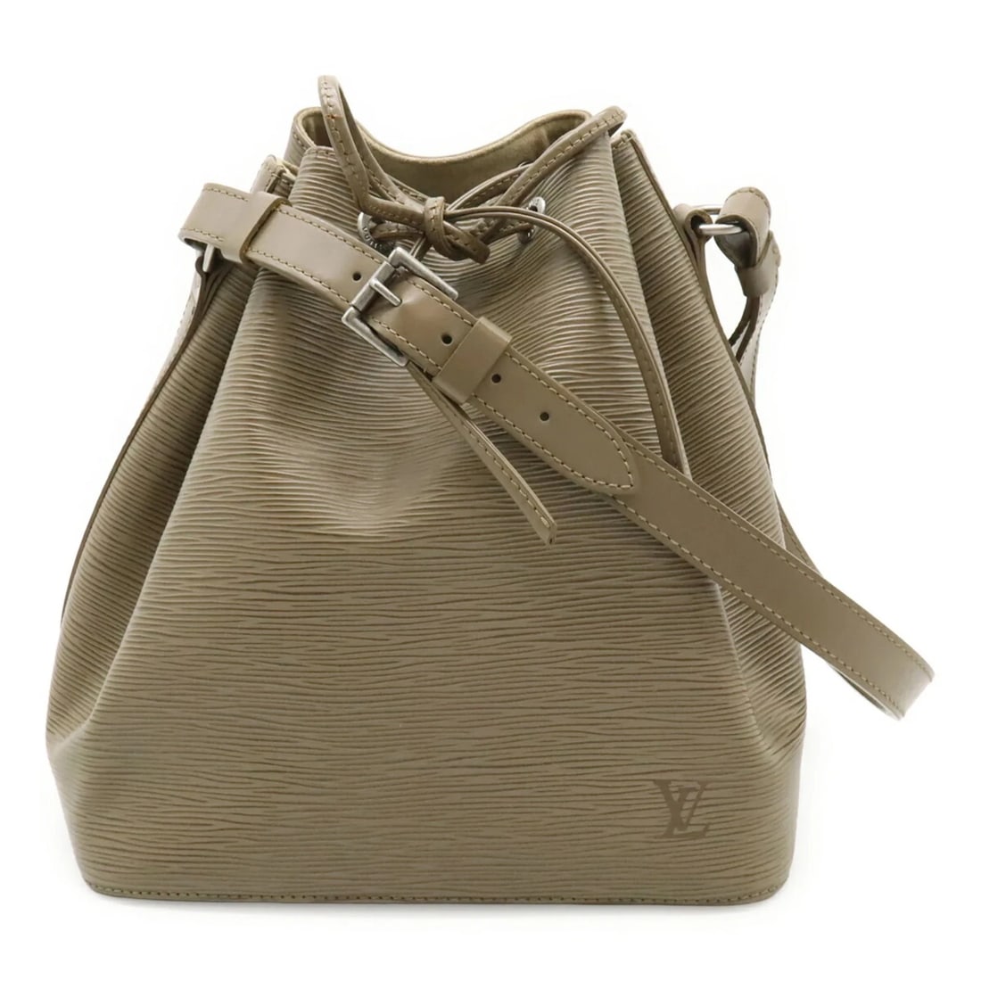 LOUIS VUITTON EPI PETIT NOE SHOULDER BAG, PEPPER GREIGE: LOUIS VUITTON Epi Petit Noe Shoulder Bag, Pepper Greige Brand: Louis Vuitton Type/Style: Shoulder bag Material: Epi leather Color: Pepper (poivre) Size: (HxWxD) 27cm x 25cm x 19cm / 10.62'' x 9.84'' x