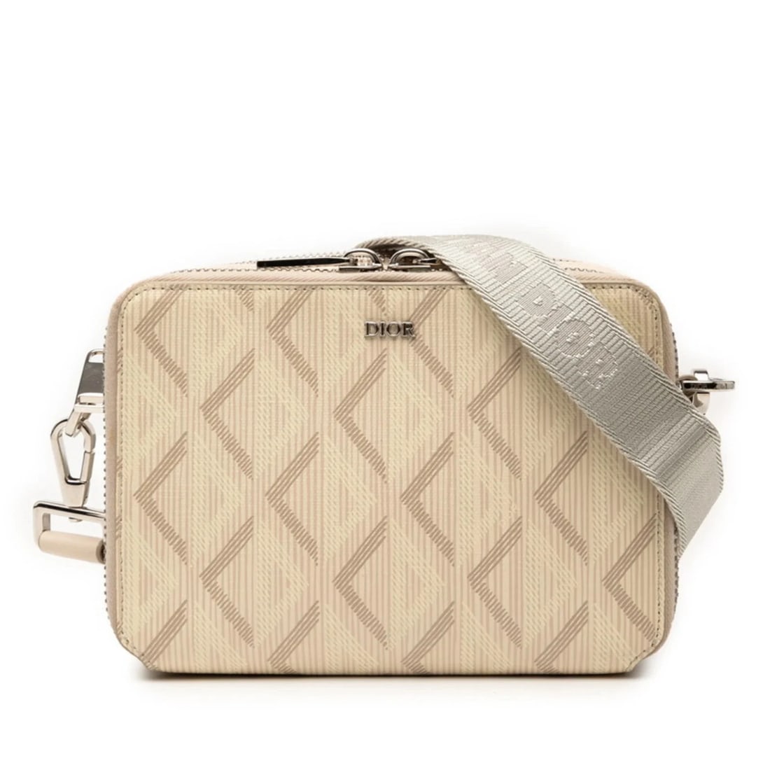 CHRISTIAN DIOR CD DIAMOND CROSSBODY SHOULDER BAG, BEIGE LEATHER: Christian Dior CD Diamond Crossbody Shoulder Bag, Beige Leather Brand: Christian Dior Type/Style: Shoulder bag Material: PVC , Leather Color: Beige Size: (HxWxD) 12cm x 17cm x 5cm / 4.72'' x 6.69'' x 