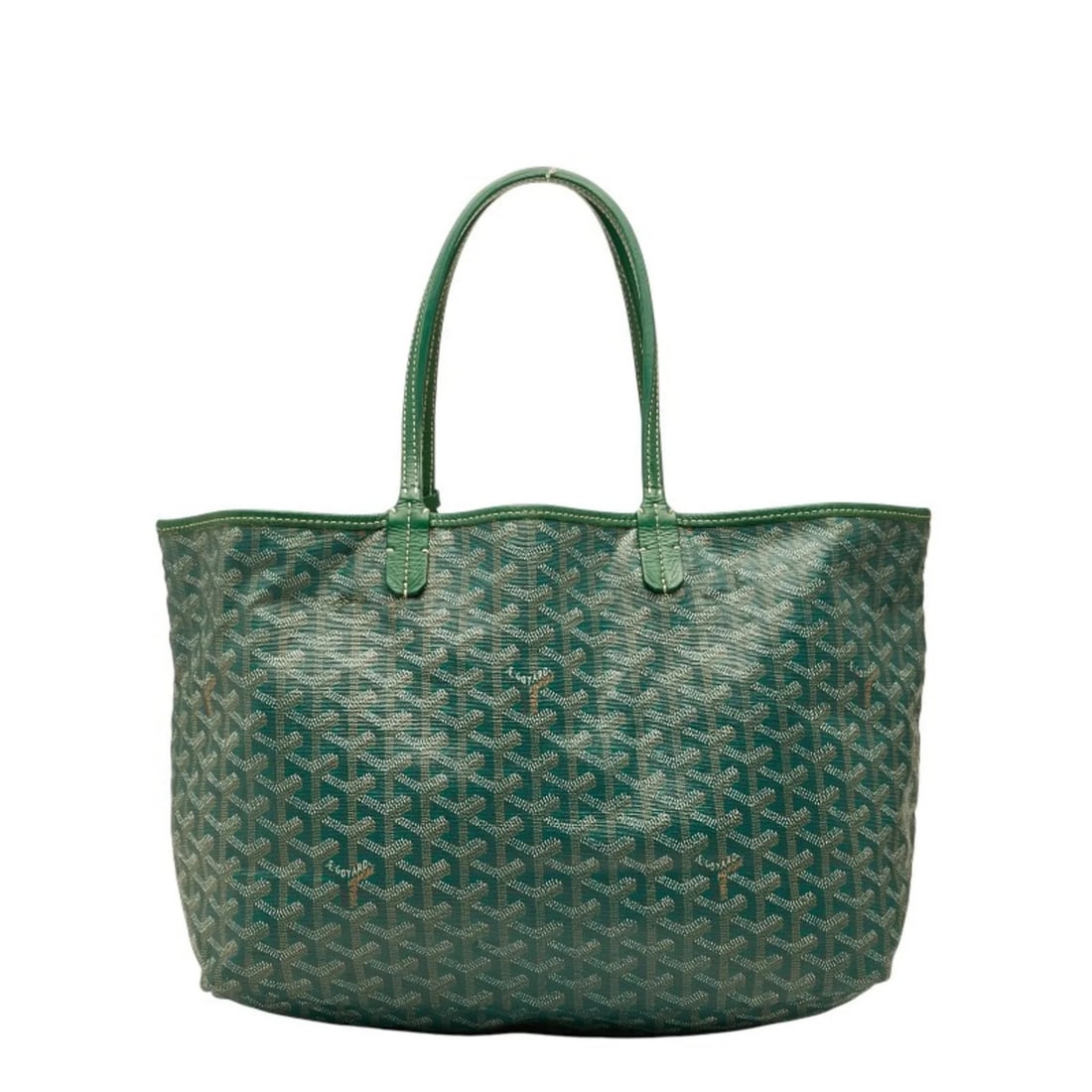 GOYARD SAINT LOUIS PM TOTE BAG, GREEN LEATHER,: Goyard Saint Louis PM Tote Bag, Green Leather, Brand: Goyard Type/Style: Handbag, Pouch, Tote bag Material: PVC , Leather Color: Green Size: (HxWxD) 23cm x 44.5cm x 13.5cm / 9.05'' x 17.51'' x 5.31'' 