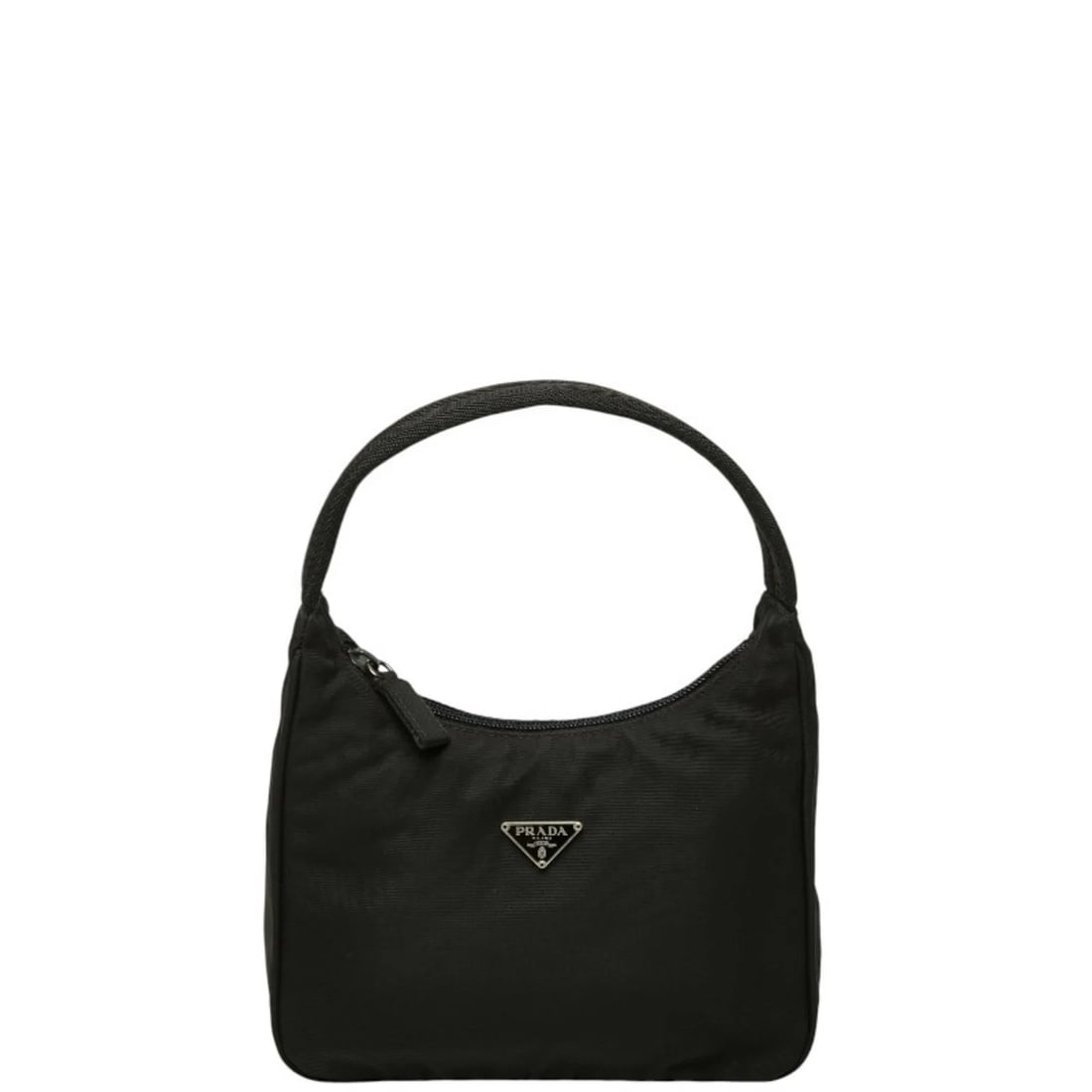 PRADA TRIANGLE LOGO PLATE HANDBAG, BLACK NYLON, PRADA (1 of 3)