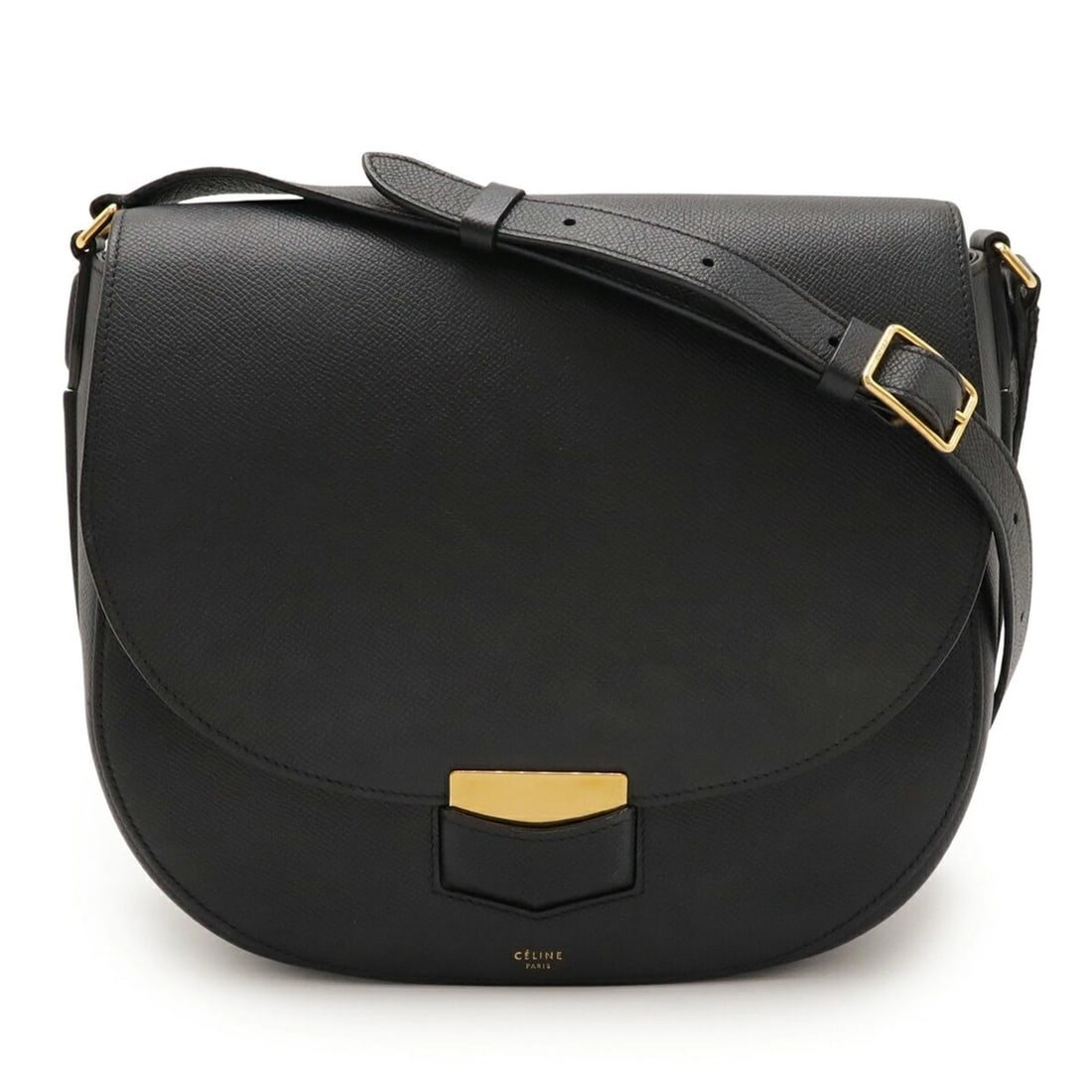 CELINE TROTTER MEDIUM SHOULDER BAG IN BLACK LEATHER: CELINE Trotter Medium Shoulder Bag in Black Leather Brand: Celine Type/Style: Shoulder bag Material: Leather Color: Black Size: (HxWxD) 24.5cm x 26.5cm x 10cm / 9.64'' x 10.43'' x 3.93'' Accessori