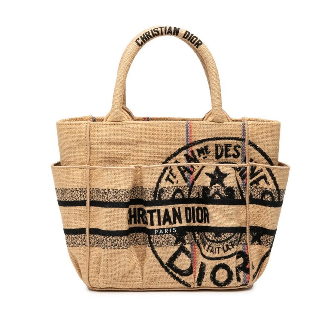 CHRISTIAN DIOR CATHERINE SMALL HANDBAG TOTE BAG BEIGE MULTICOLOR: Christian Dior Catherine Small Handbag Tote Bag Beige Multicolor Brand: Christian Dior Type/Style: Handbag, Tote bag Material: Canvas Color: Beige, Multi-color Size: (HxWxD) 20.5cm x 20cm x 10.5cm / 8