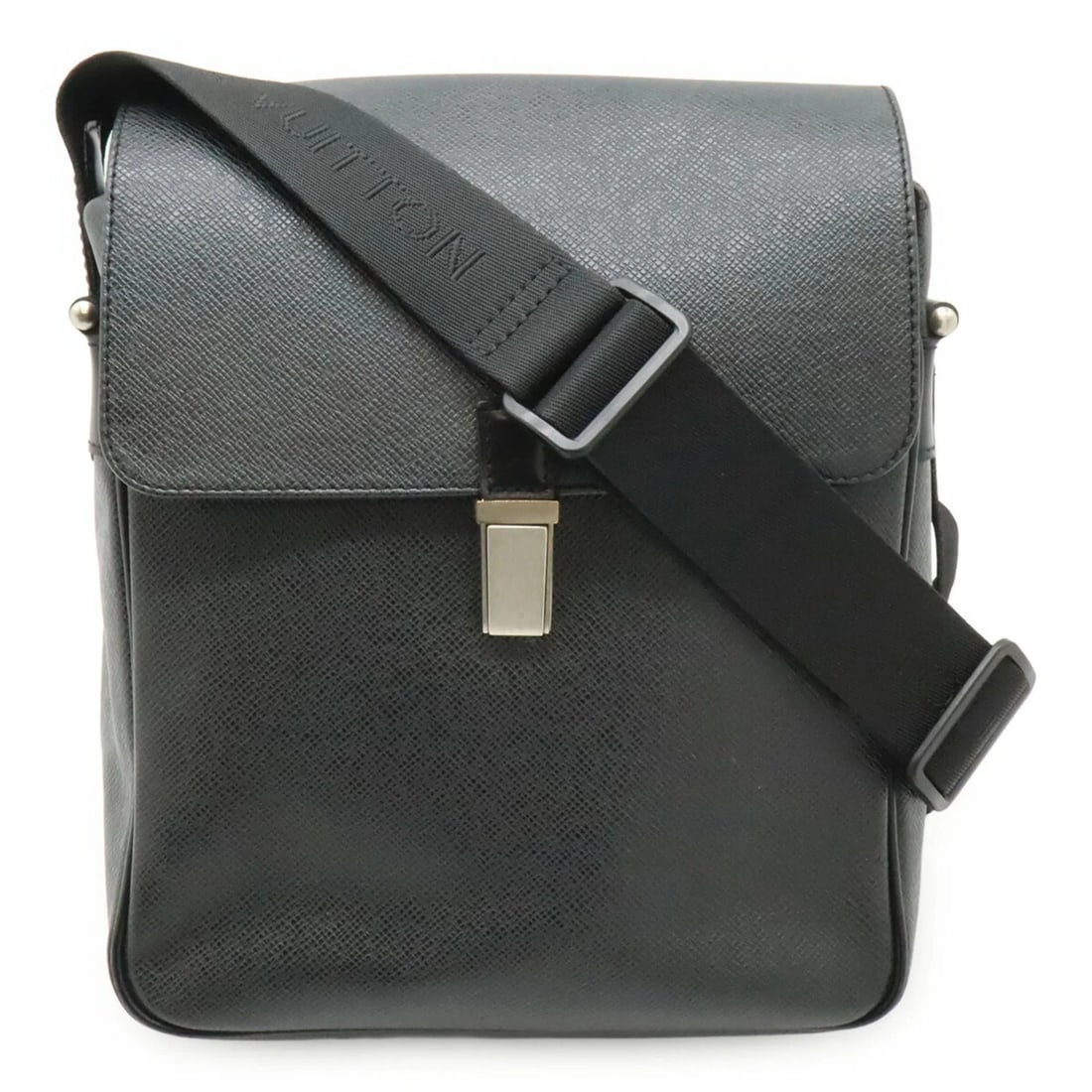 LOUIS VUITTON TAIGA YARANGA SHOULDER BAG, LEATHER, ARDOISE, BLACK (1 of 6)