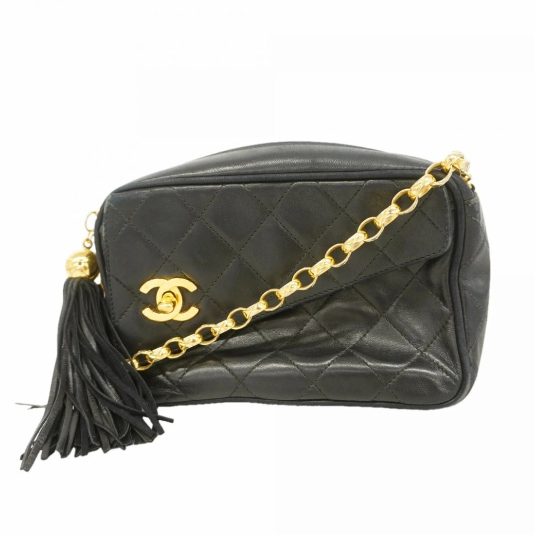 CHANEL MATELASSE SHOULDER BAG WITH CHAIN STRAP, LAMBSKIN, BLACK: Chanel Matelasse Shoulder Bag with Chain Strap, Lambskin, Black Brand: Chanel Type/Style: Shoulder bag Material: Leather Color: Black Size: (HxWxD) 13cm x 18.5cm x 8cm / 5.11'' x 7.28'' x 3.14'' A