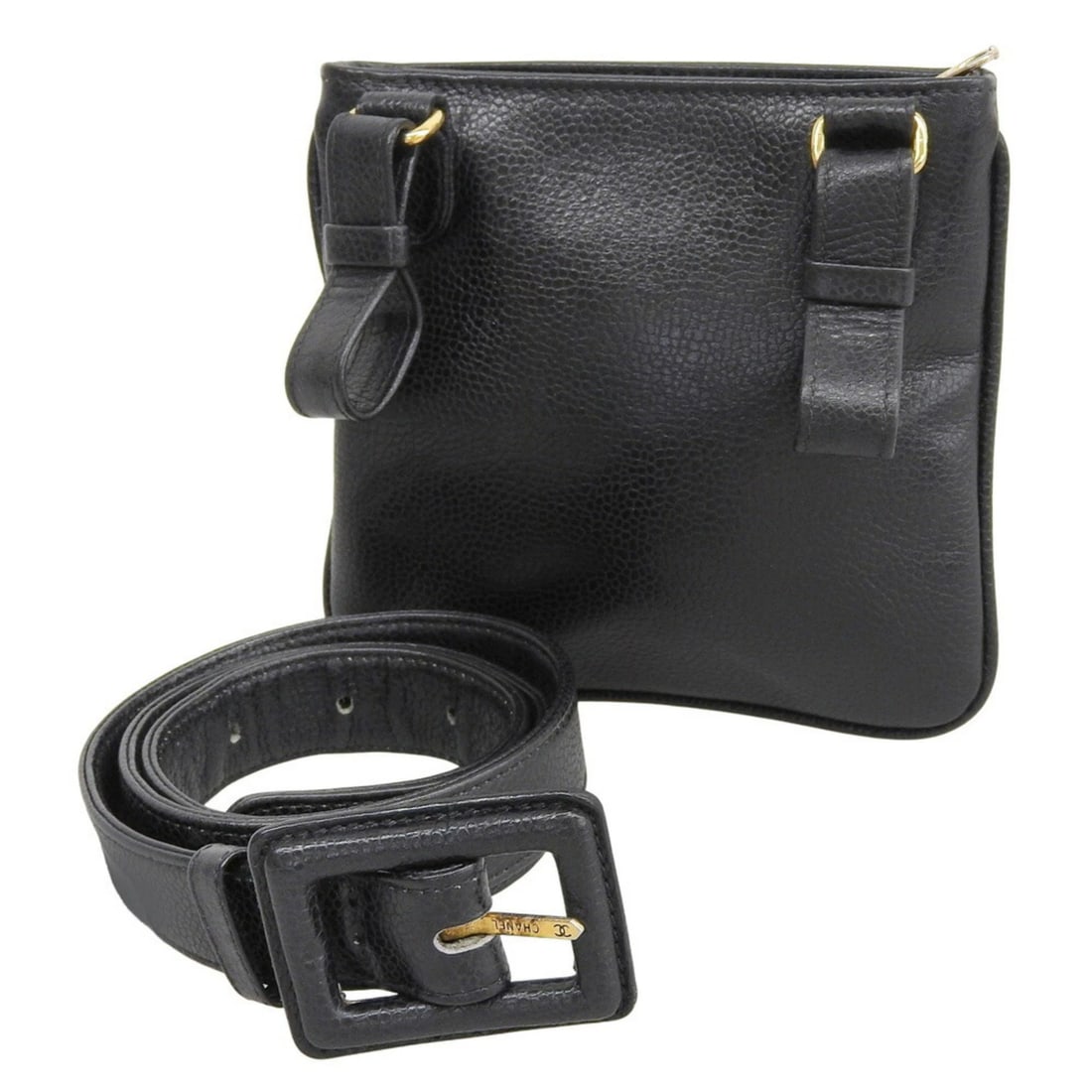 CHANEL COCO MARK WAIST BAG/WAIST POUCH, CAVIARSKINLEATHER, BLACK: Chanel Coco Mark Waist Bag/Waist Pouch, CaviarSkinLeather, Black Brand: Chanel Type/Style: Fanny pack Material: Grained Calfskin Color: Black Size: (HxWxD) 14cm x 15cm x 1cm / 5.51'' x 5.9'' x 0.39'' 